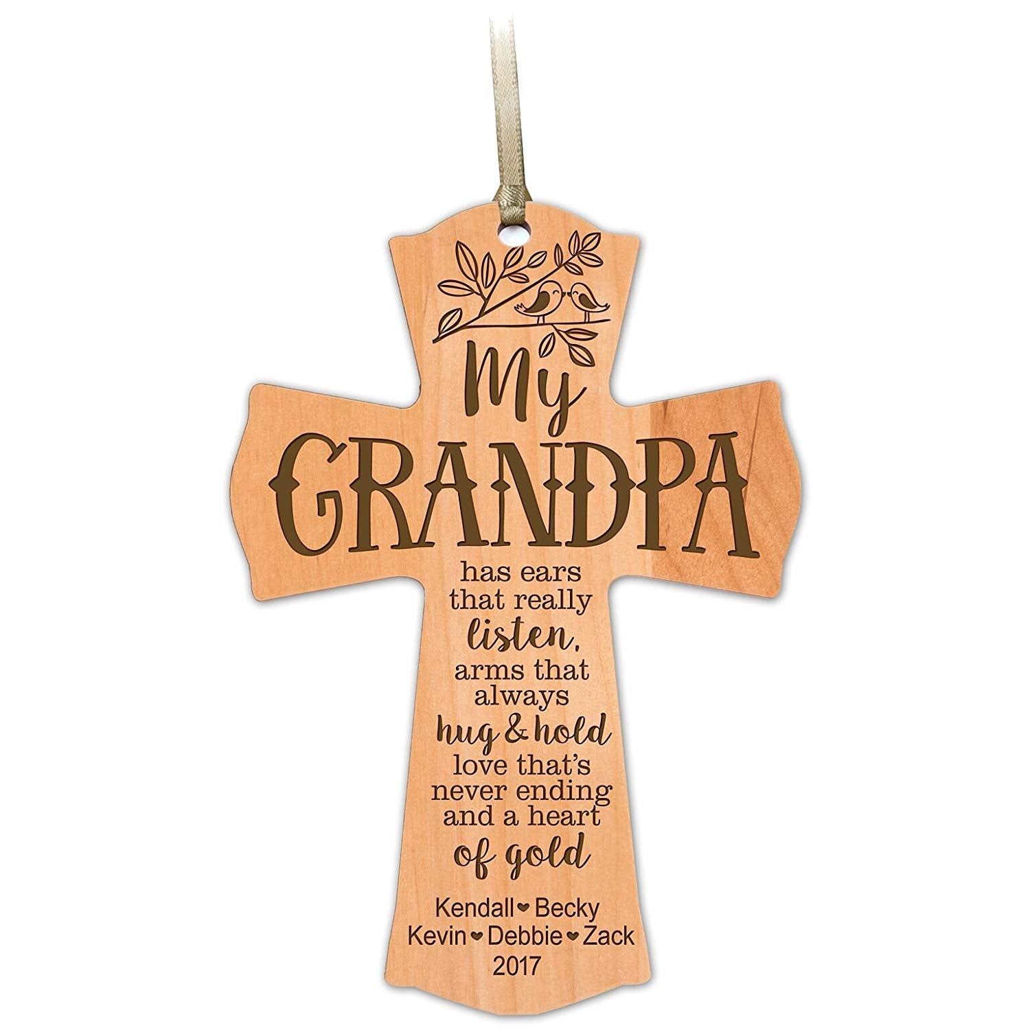 Personalized Wooden Family Cross Ornaments - Family Members - LifeSong Milestones