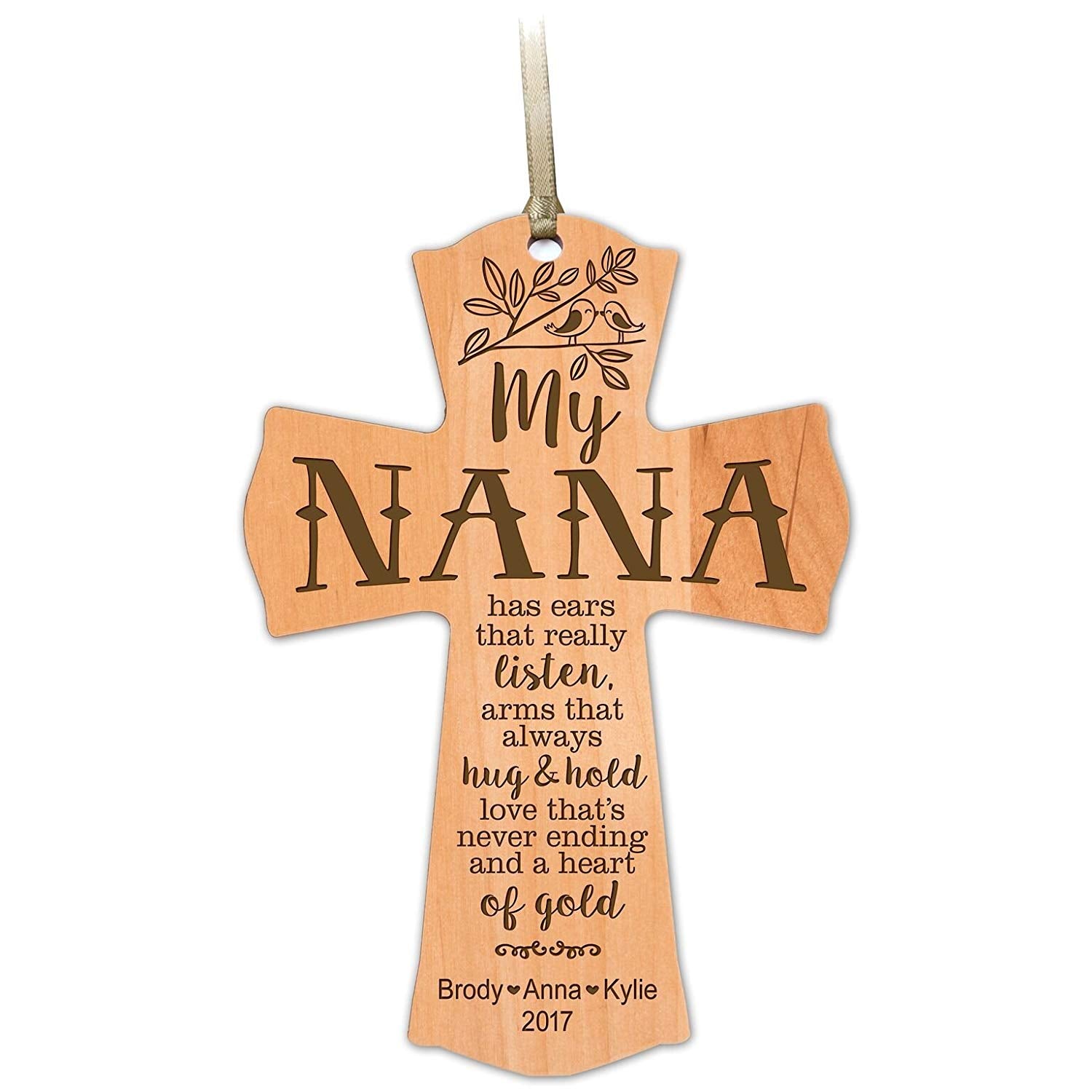 Personalized Wooden Family Cross Ornaments - Family Members - LifeSong Milestones