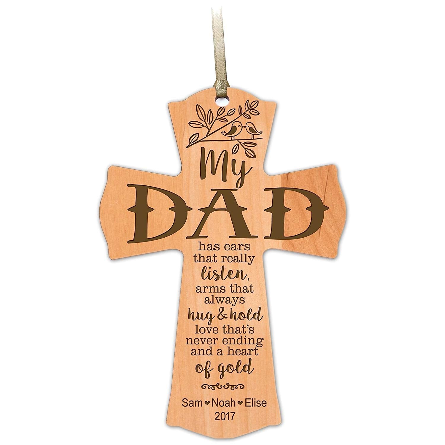 Personalized Wooden Family Cross Ornaments - Family Members - LifeSong Milestones