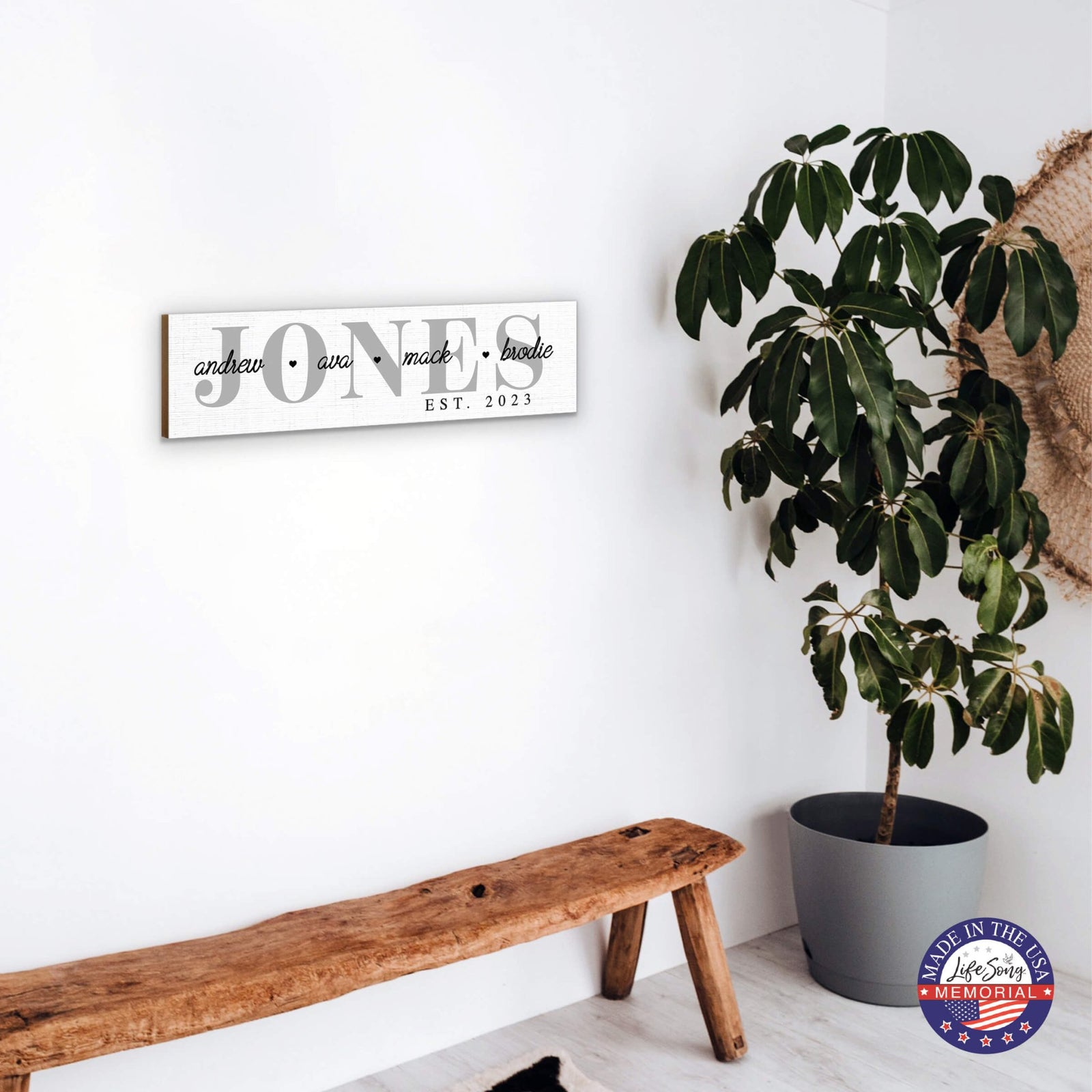 Personalized Wooden Family Name Wall Hanging Plaque for Home Décor - Jones - LifeSong Milestones