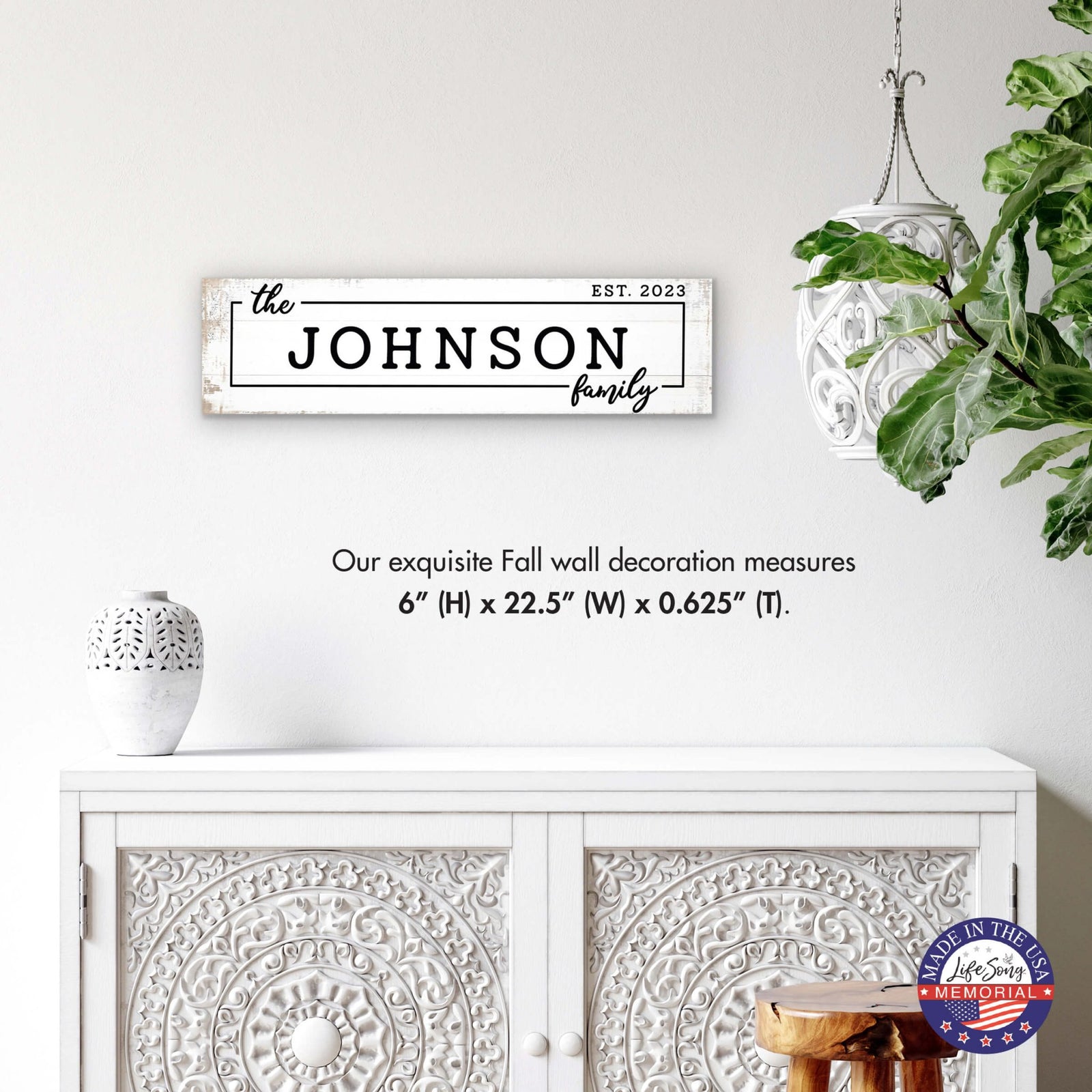 Personalized Wooden Family Name Wall Hanging Plaque for Home Décor - The Johnson Family - LifeSong Milestones
