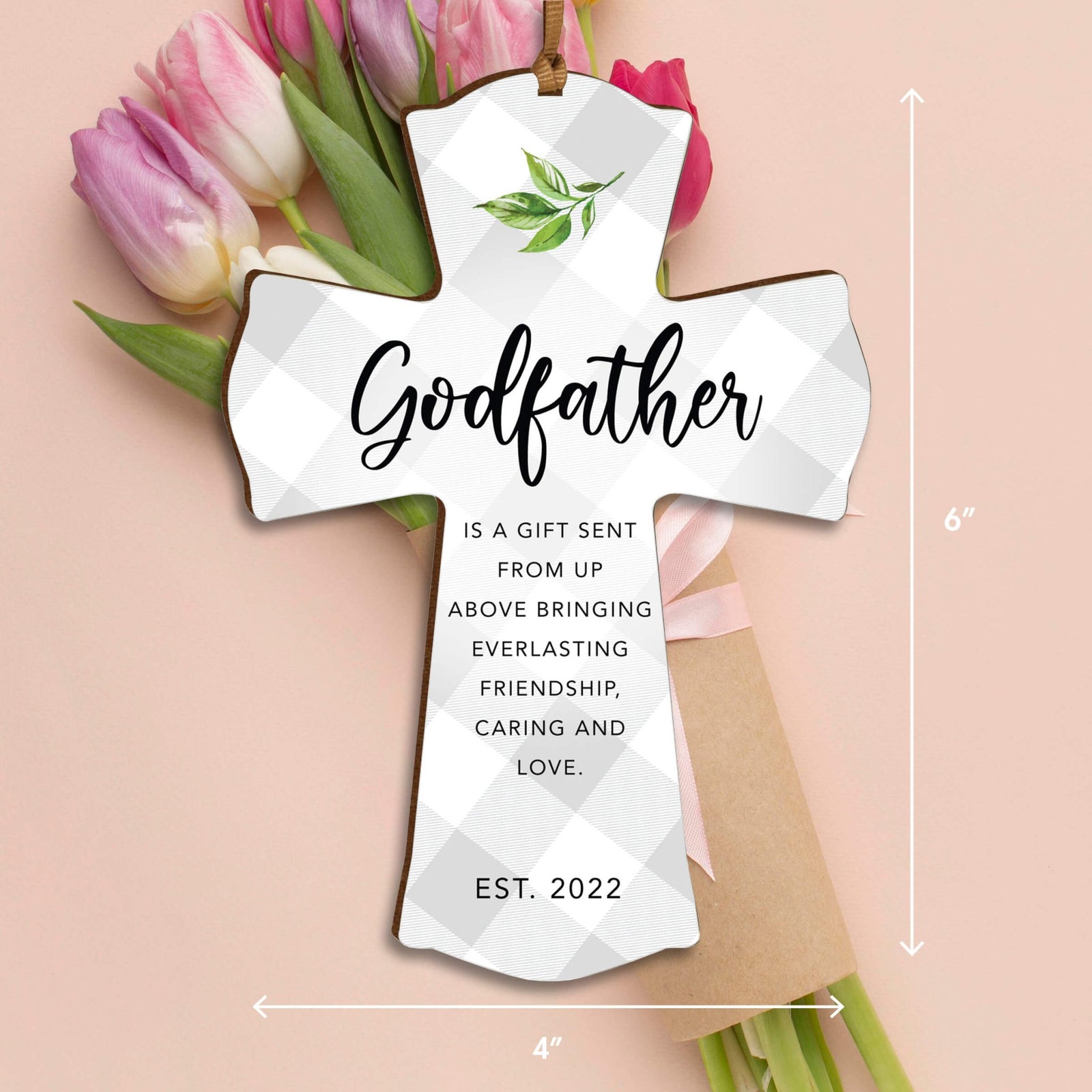 Personalized Wooden Hanging Mini Cross for Godfather - LifeSong Milestones