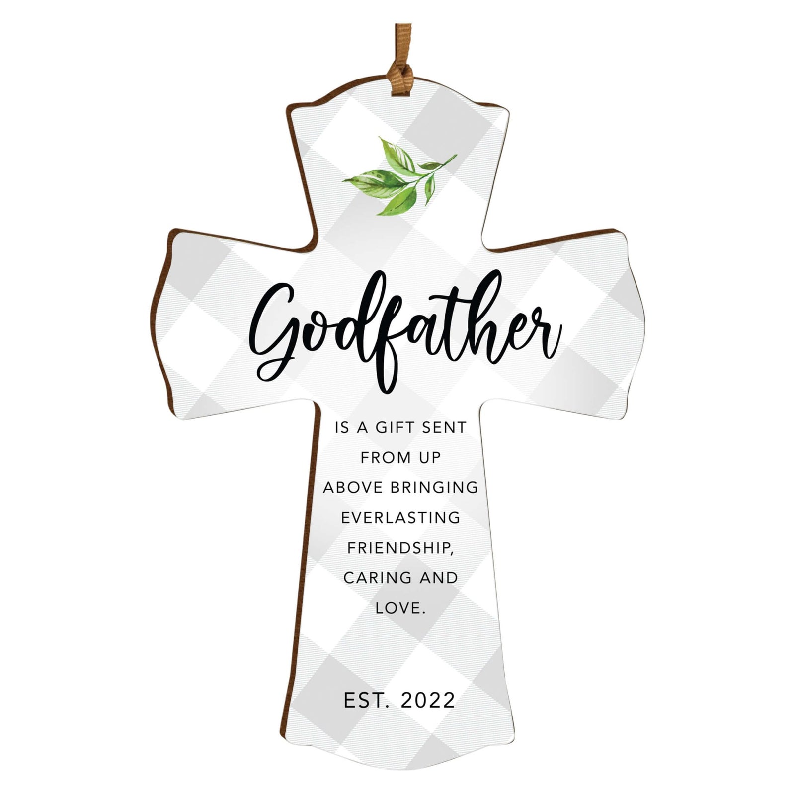 Personalized Wooden Hanging Mini Cross for Godfather - LifeSong Milestones