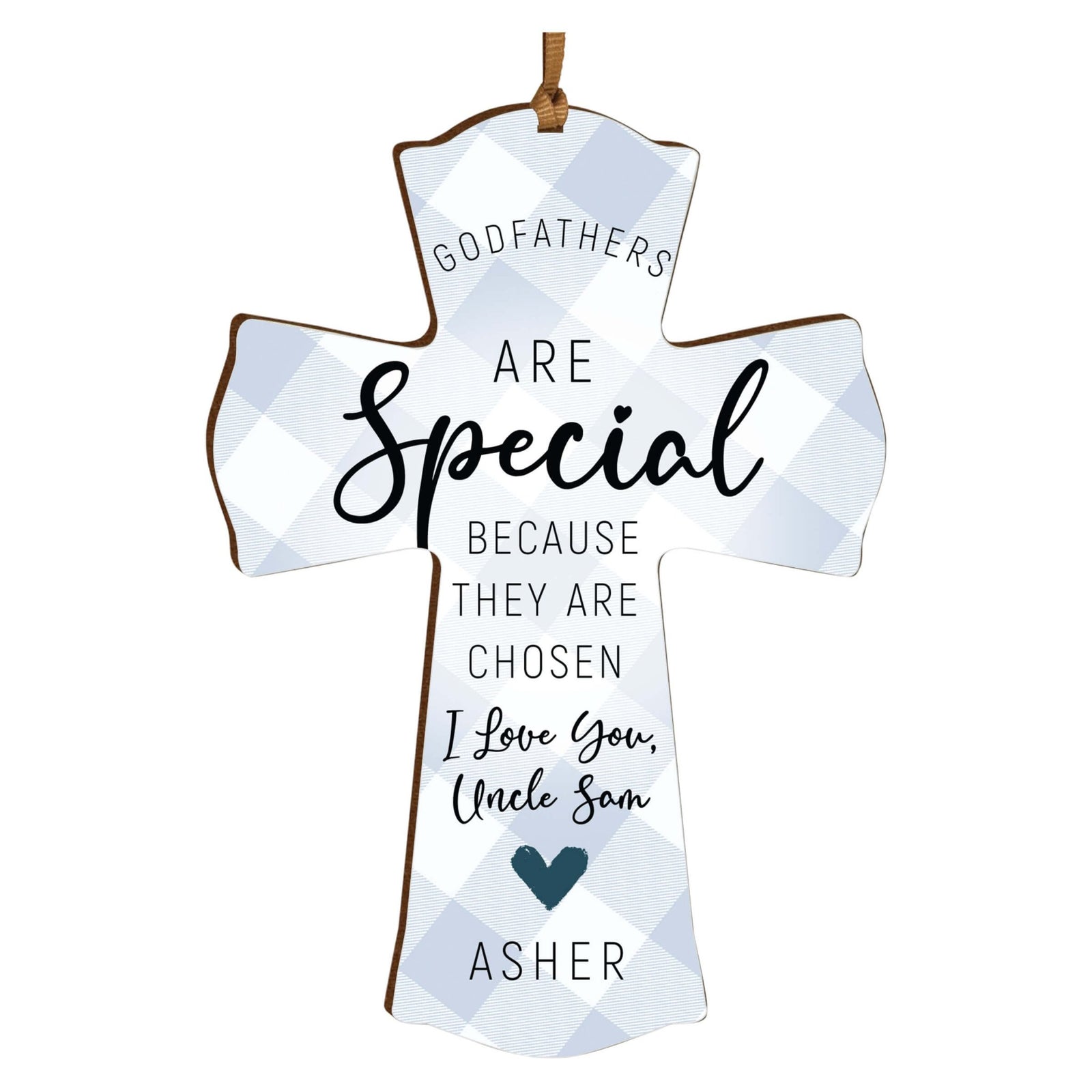 Personalized Wooden Hanging Mini Cross for Godfather - LifeSong Milestones
