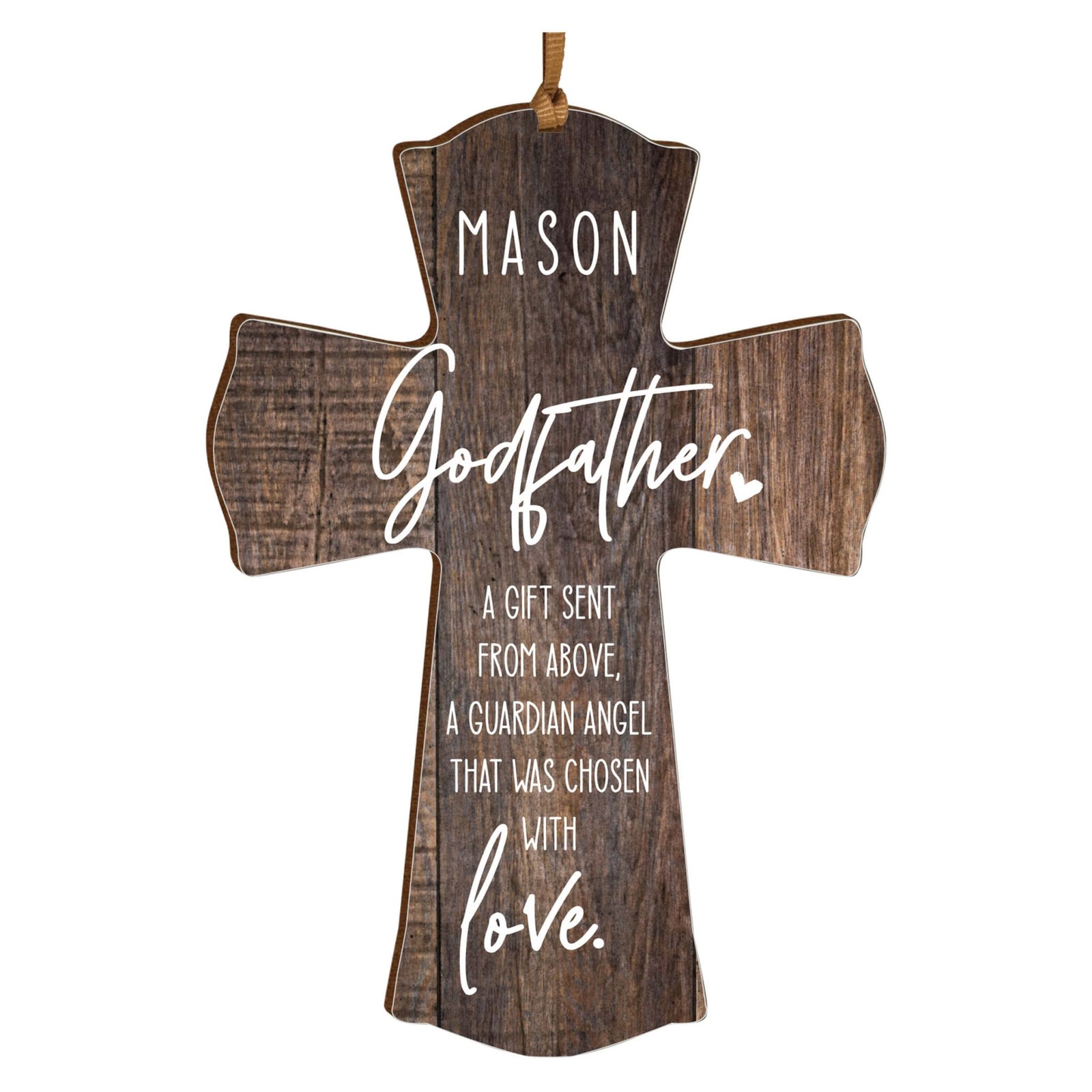Personalized Wooden Hanging Mini Cross for Godfather - LifeSong Milestones