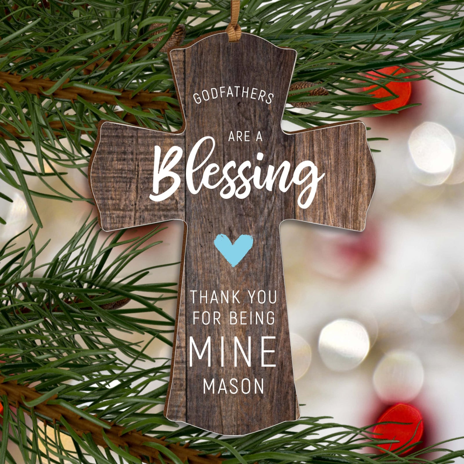Personalized Wooden Hanging Mini Cross for Godfather - LifeSong Milestones