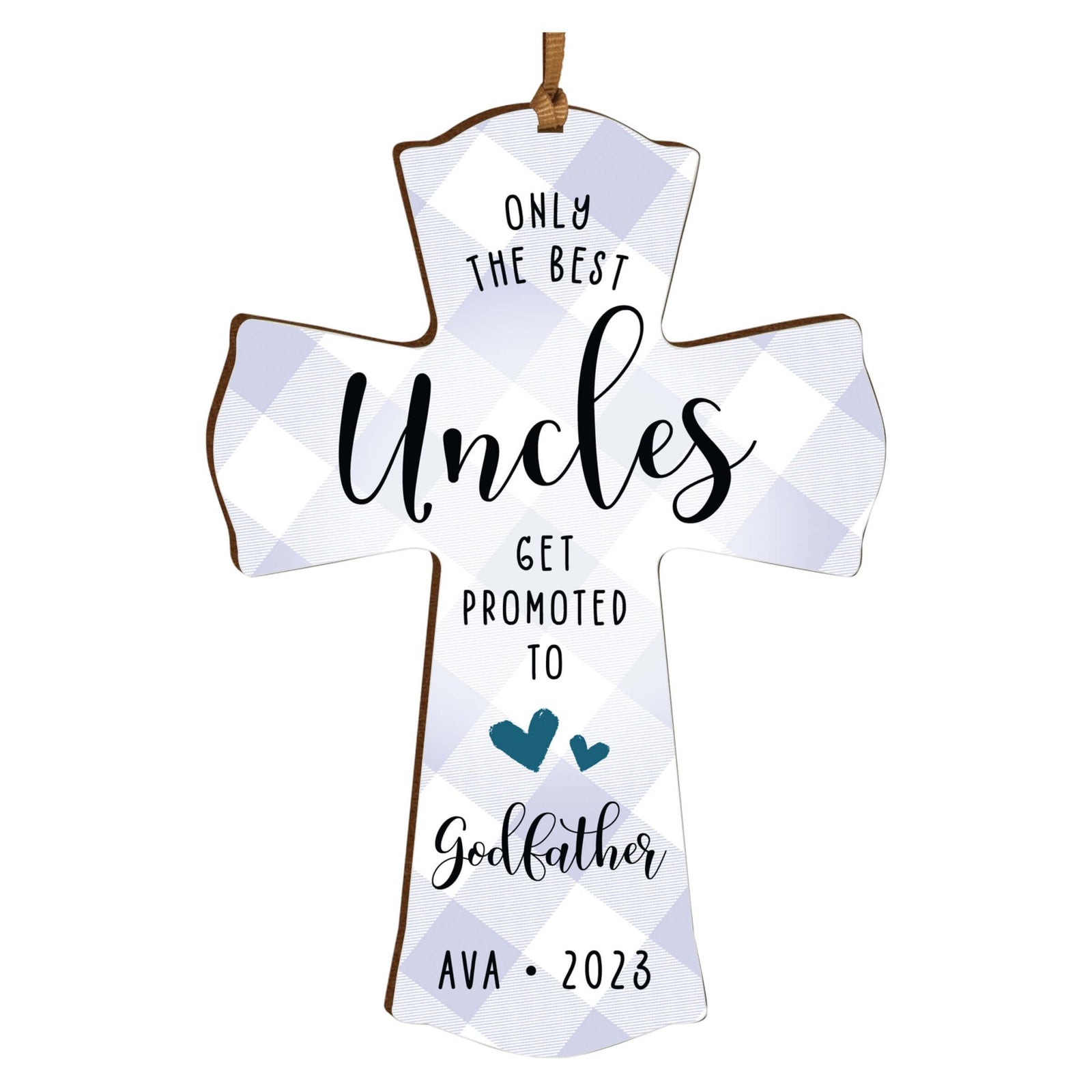 Personalized Wooden Hanging Mini Cross for Godfather - LifeSong Milestones