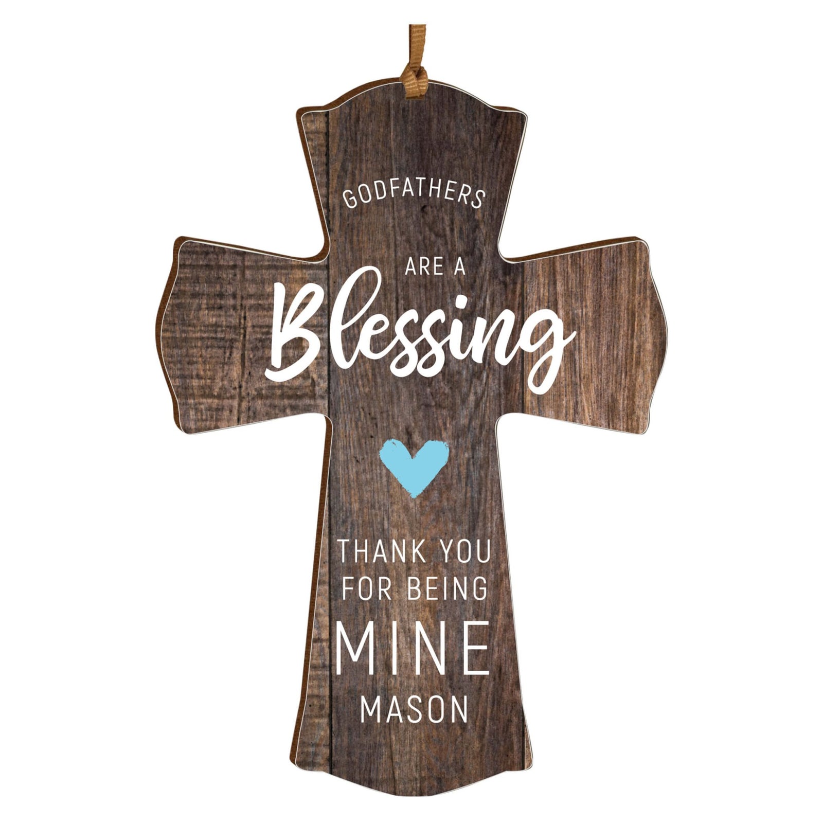 Personalized Wooden Hanging Mini Cross for Godfather - LifeSong Milestones