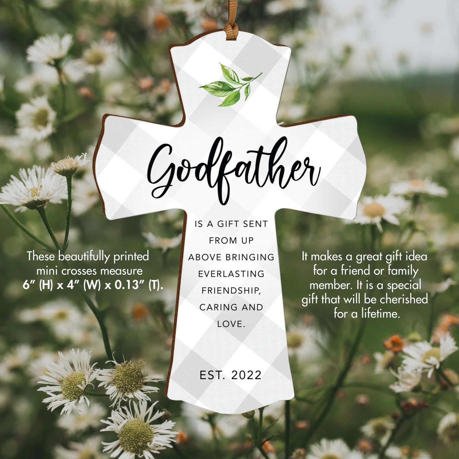 Personalized Wooden Hanging Mini Cross for Godfather - LifeSong Milestones