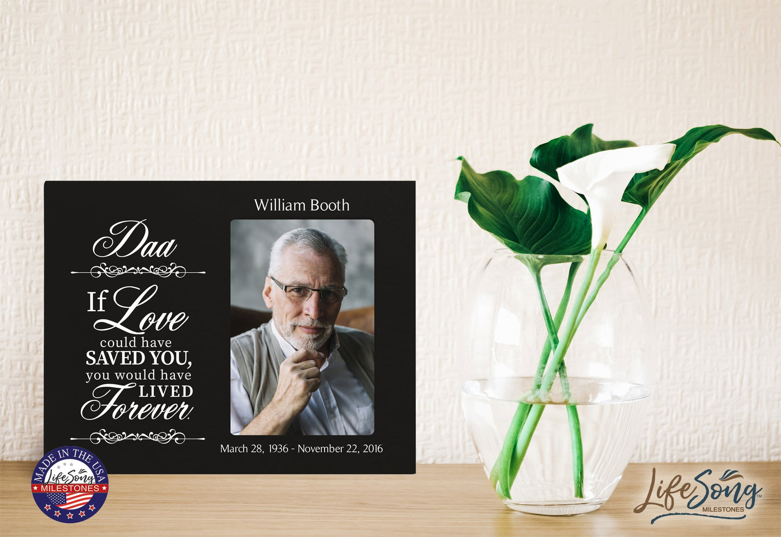 Personalized Wooden Memorial 8x10 Picture Frame holds 4x6 photo Dad, If Love Could - LifeSong Milestones