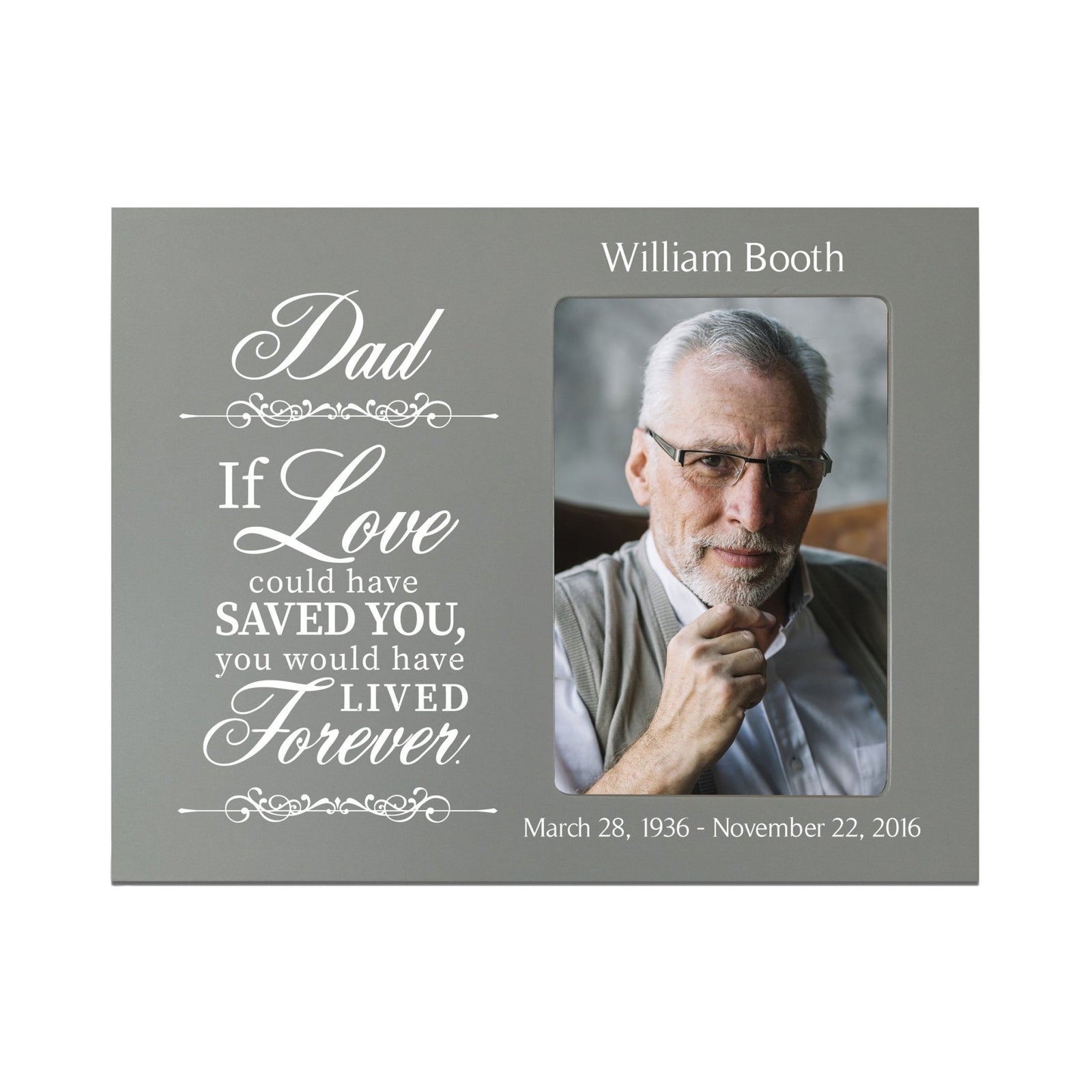 Personalized Wooden Memorial 8x10 Picture Frame holds 4x6 photo Dad, If Love Could - LifeSong Milestones