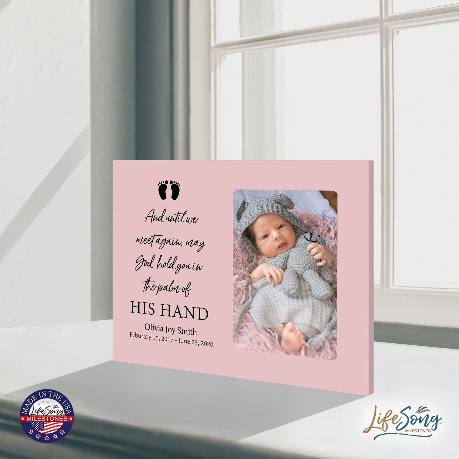 Personalized Wooden Memorial 8x10 Picture Frame holds 4x6 photo for Baby - Until We Meet Again - LifeSong Milestones