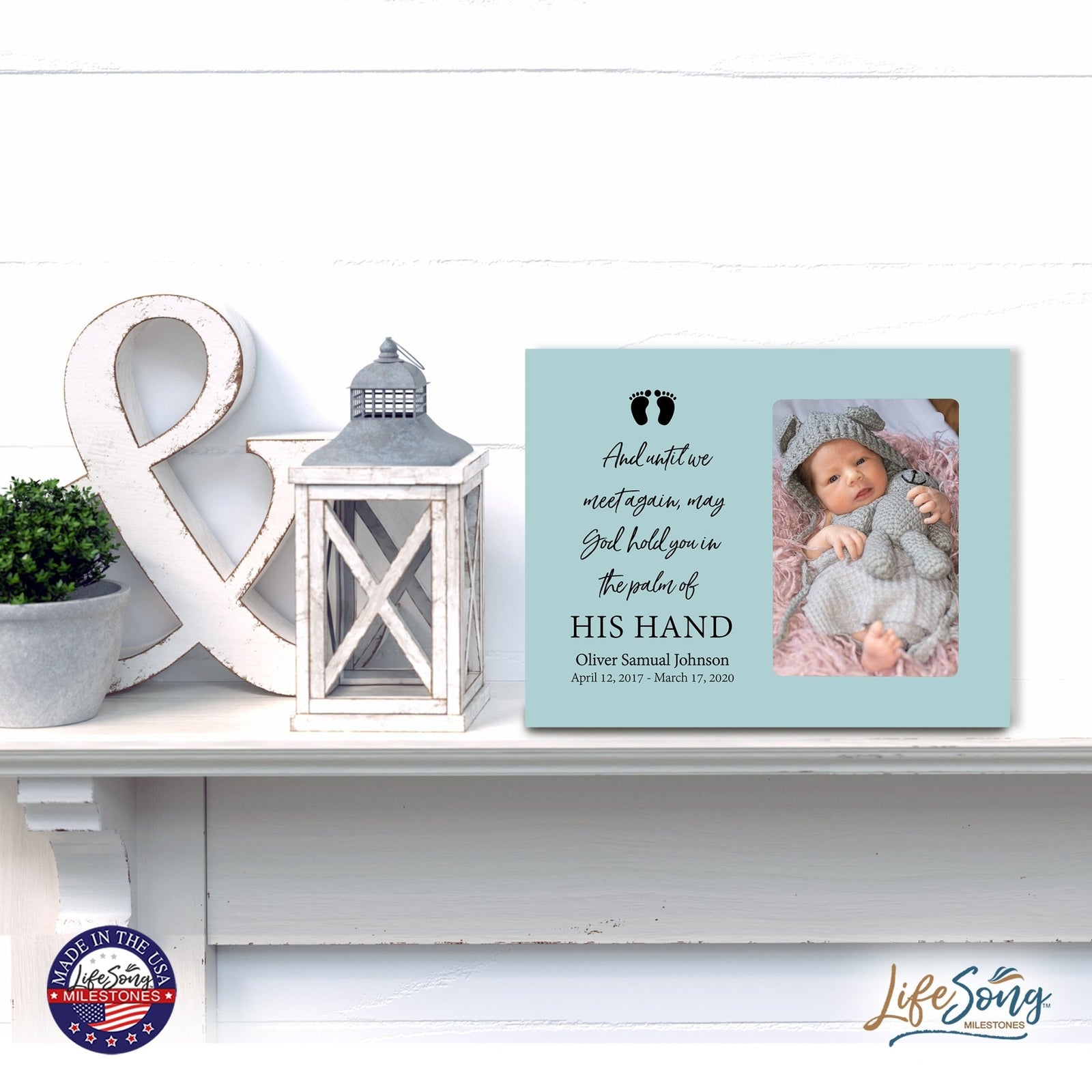 Personalized Wooden Memorial 8x10 Picture Frame holds 4x6 photo for Baby - Until We Meet Again - LifeSong Milestones