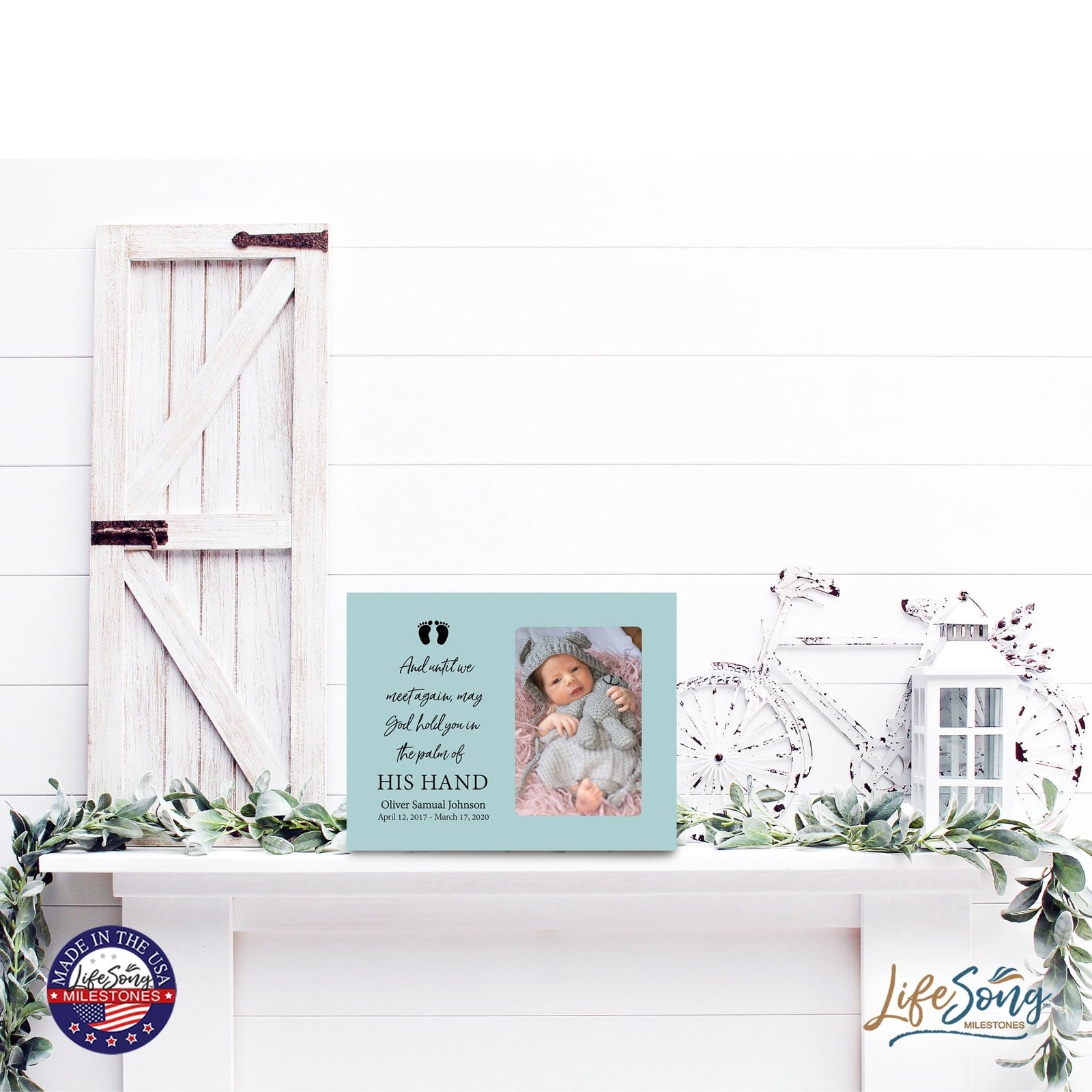 Personalized Wooden Memorial 8x10 Picture Frame holds 4x6 photo for Baby - Until We Meet Again - LifeSong Milestones