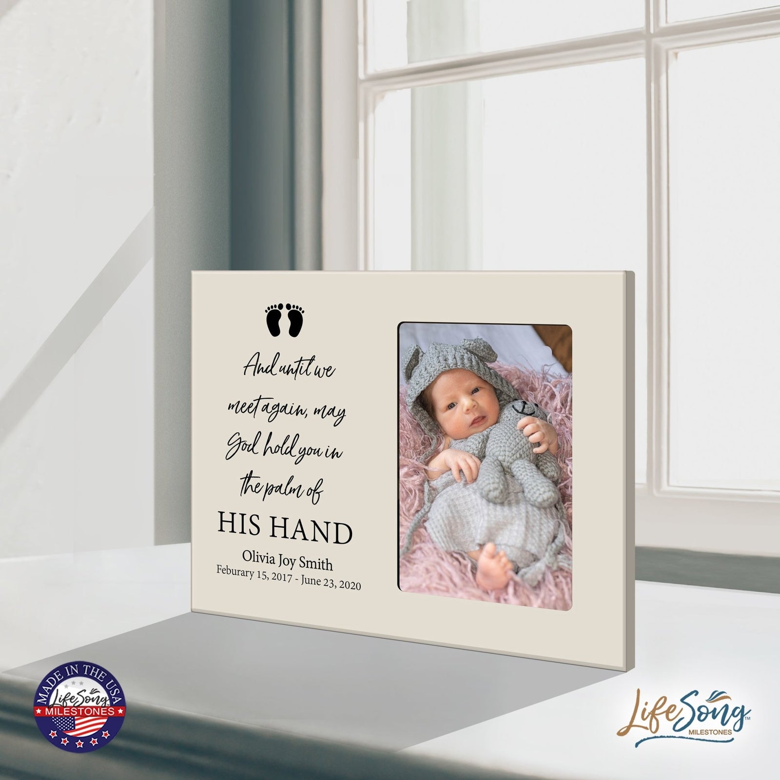 Personalized Wooden Memorial 8x10 Picture Frame holds 4x6 photo for Baby - Until We Meet Again - LifeSong Milestones