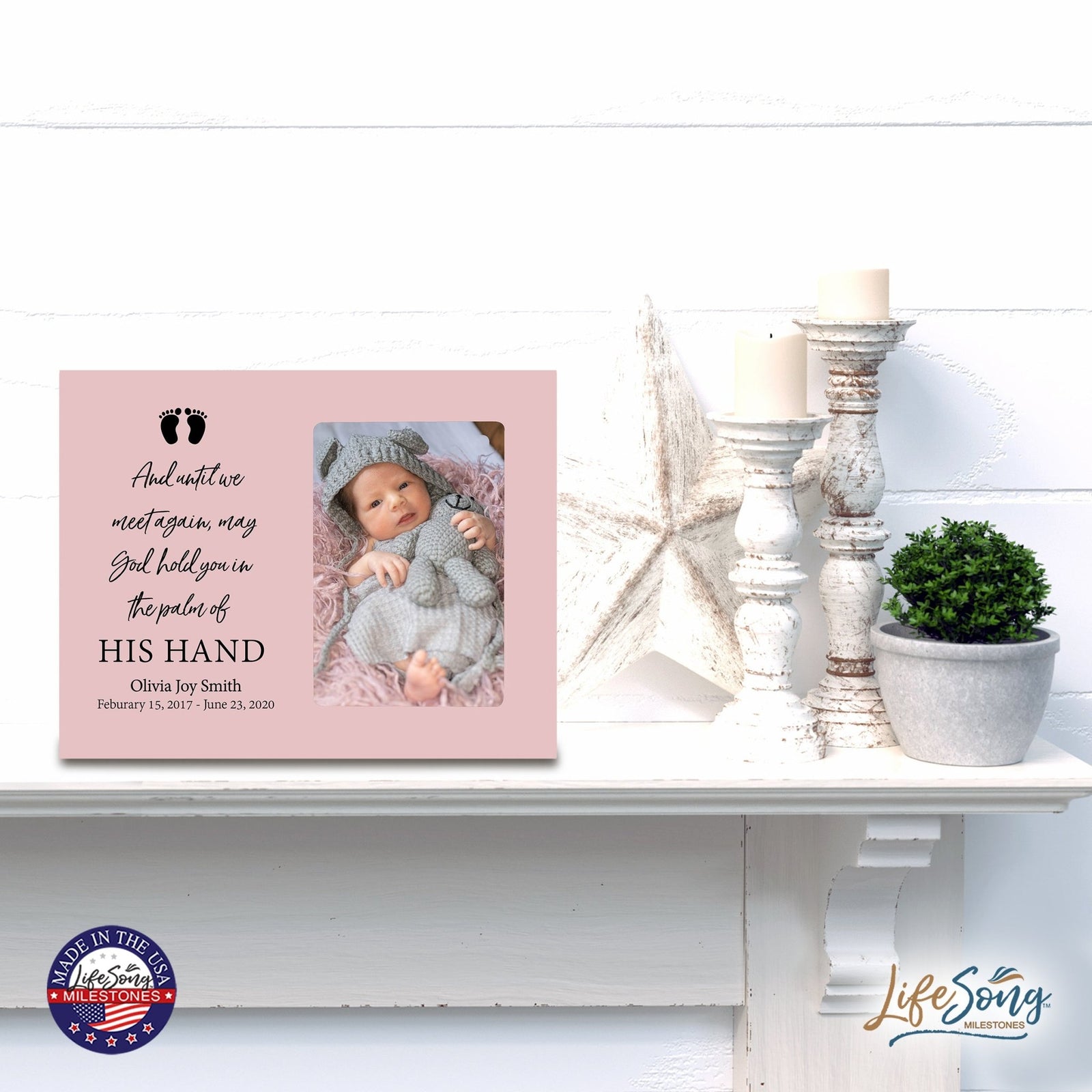 Personalized Wooden Memorial 8x10 Picture Frame holds 4x6 photo for Baby - Until We Meet Again - LifeSong Milestones