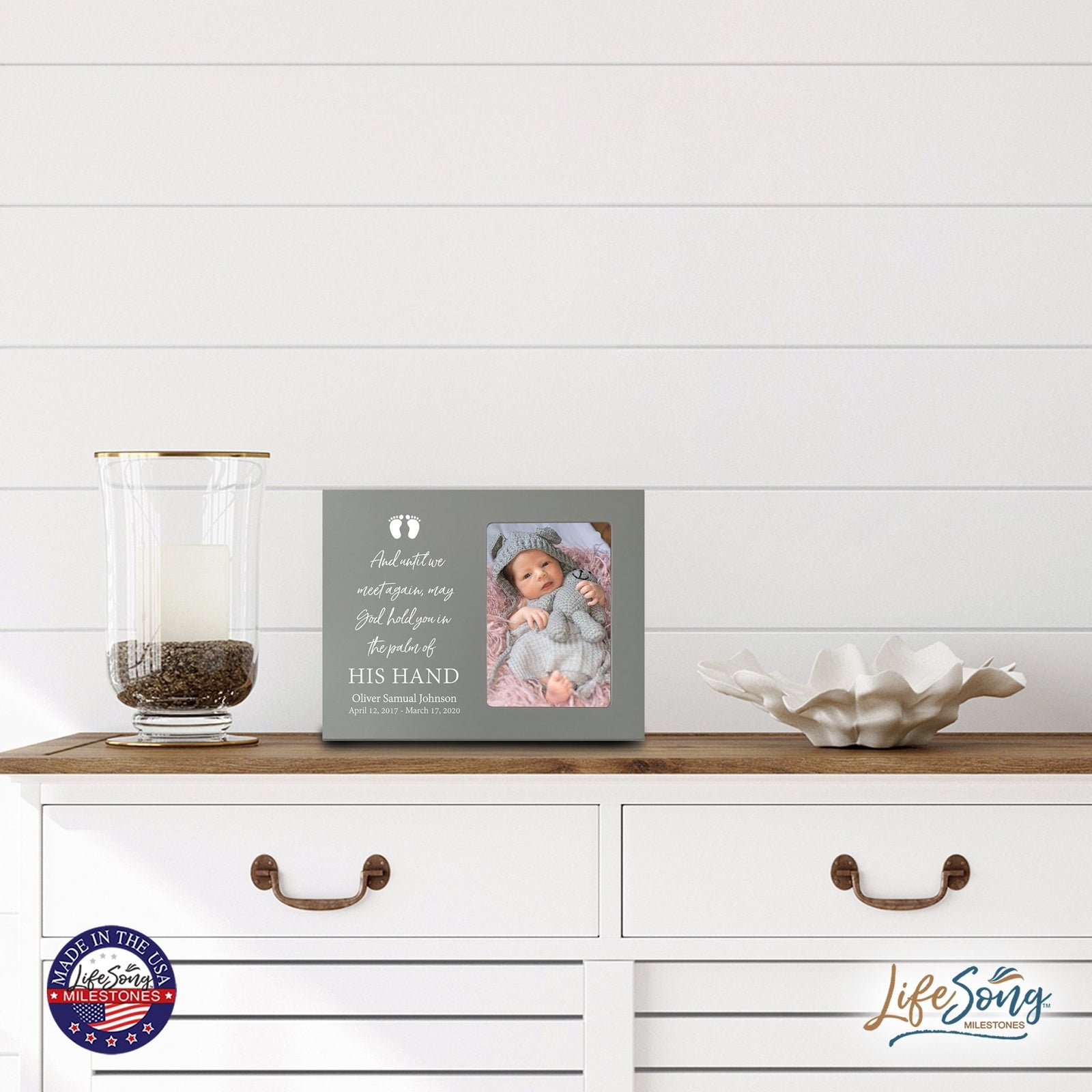 Personalized Wooden Memorial 8x10 Picture Frame holds 4x6 photo for Baby - Until We Meet Again - LifeSong Milestones