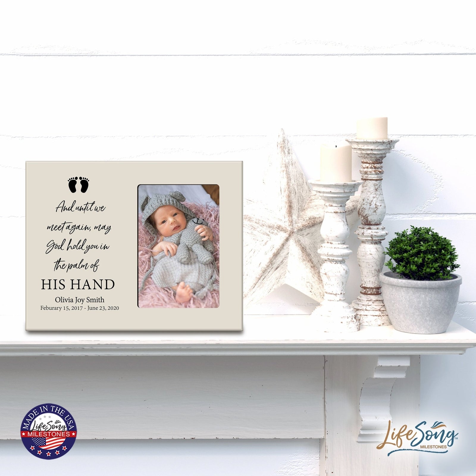 Personalized Wooden Memorial 8x10 Picture Frame holds 4x6 photo for Baby - Until We Meet Again - LifeSong Milestones