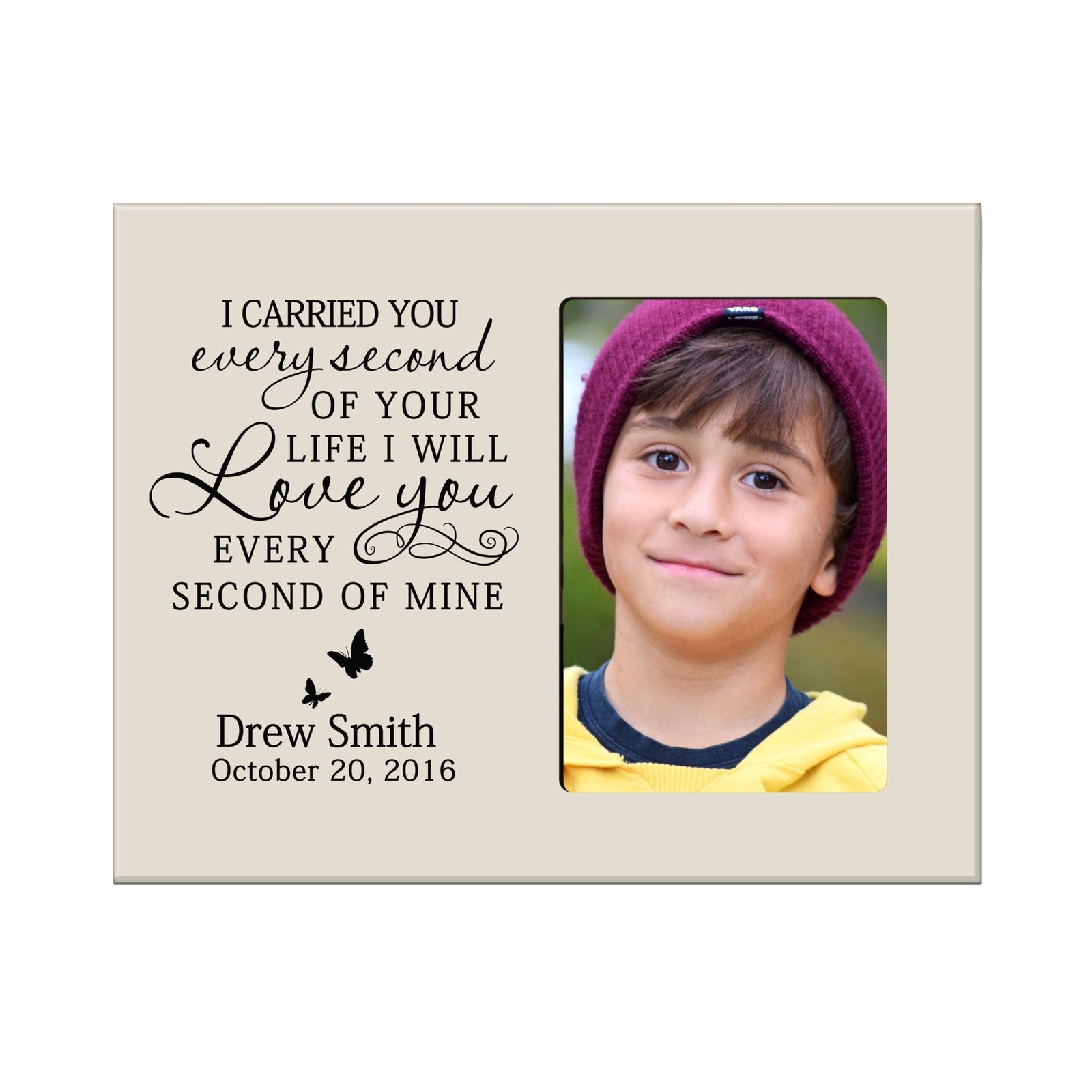 Personalized Wooden Memorial 8x10 Picture Frame holds 4x6 photo I Carried You Every Second - LifeSong Milestones