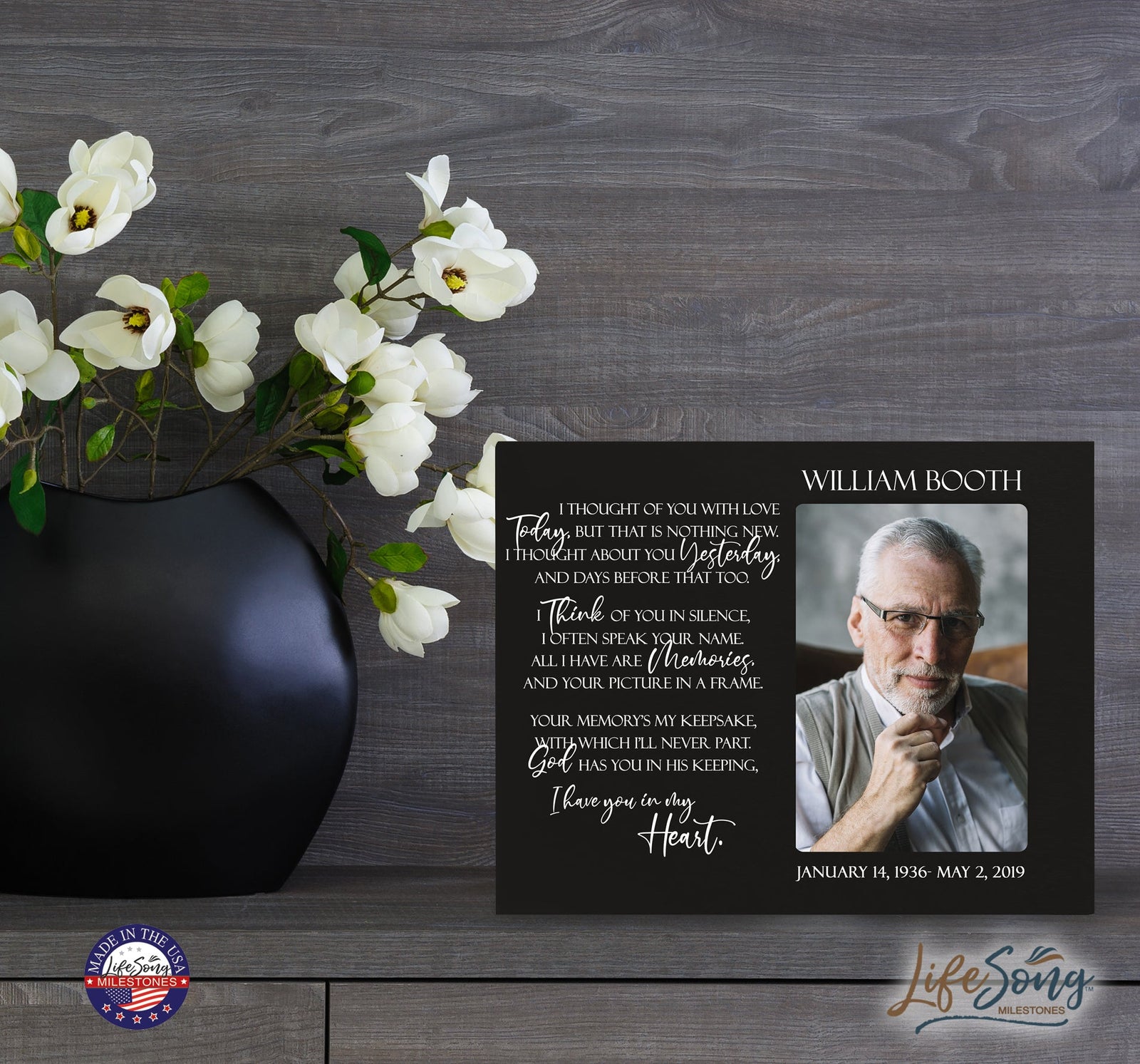 Personalized Wooden Memorial 8x10 Picture Frame holds 4x6 photo I Thought Of You - LifeSong Milestones