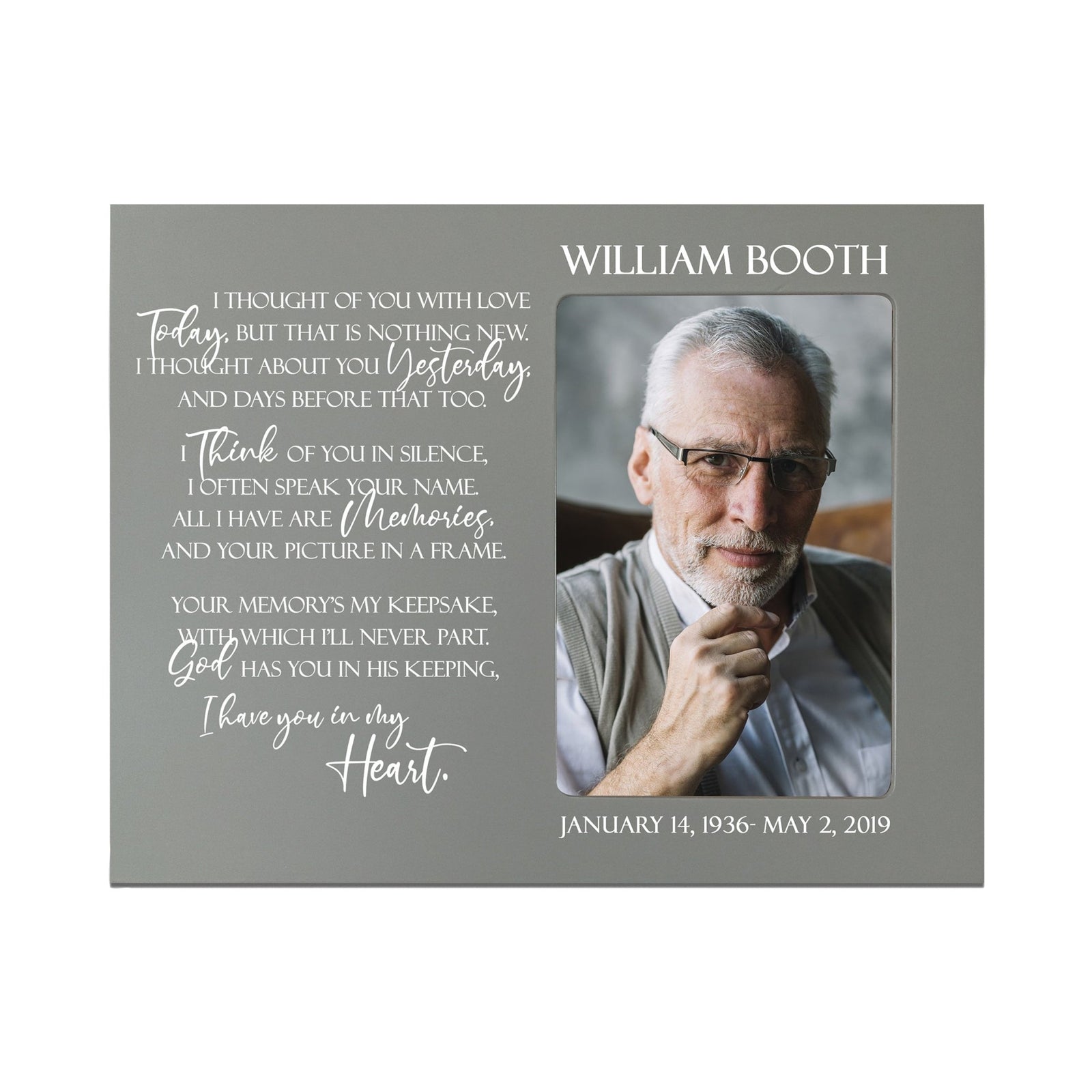 Personalized Wooden Memorial 8x10 Picture Frame holds 4x6 photo I Thought Of You - LifeSong Milestones