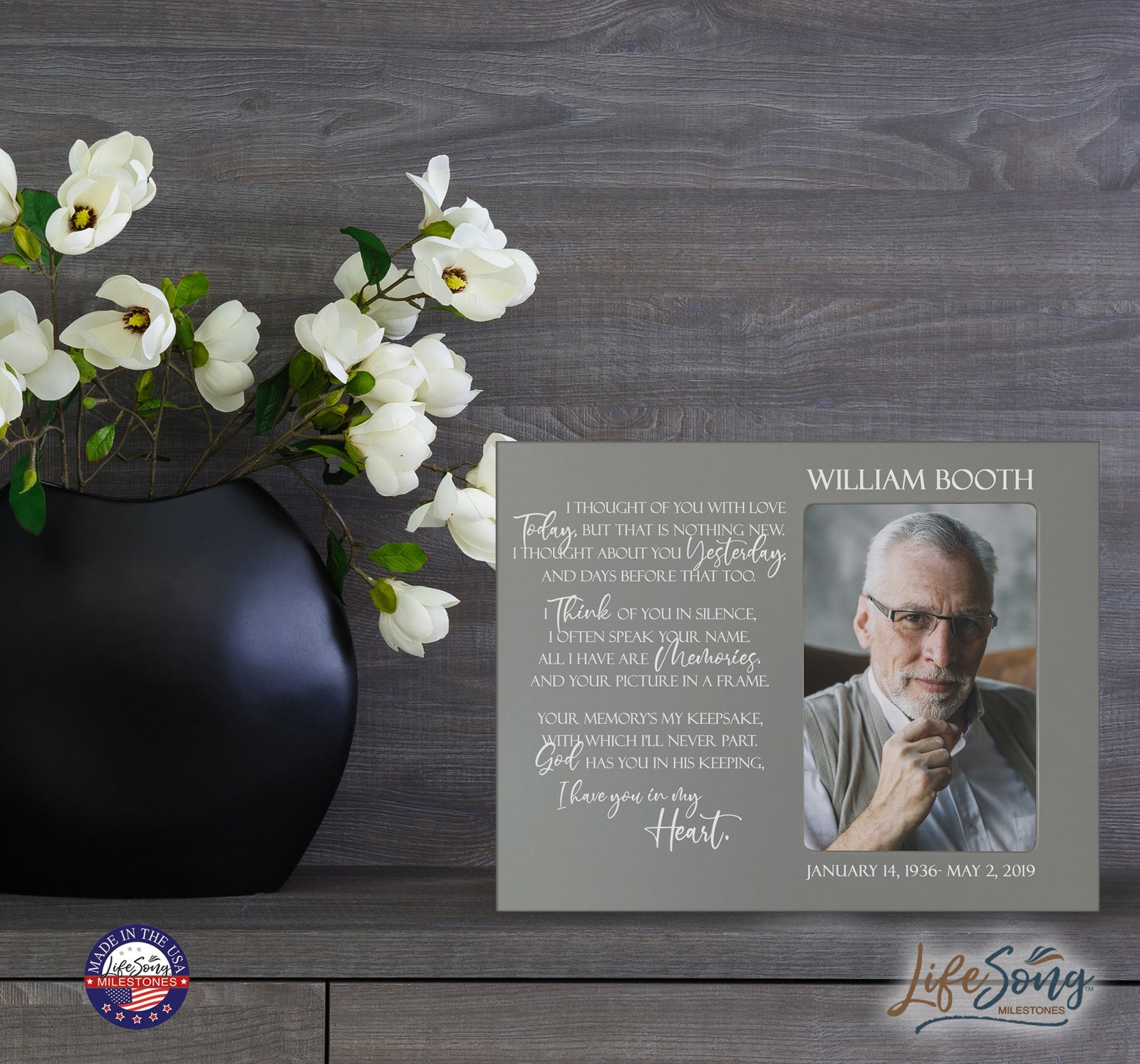 Personalized Wooden Memorial 8x10 Picture Frame holds 4x6 photo I Thought Of You - LifeSong Milestones