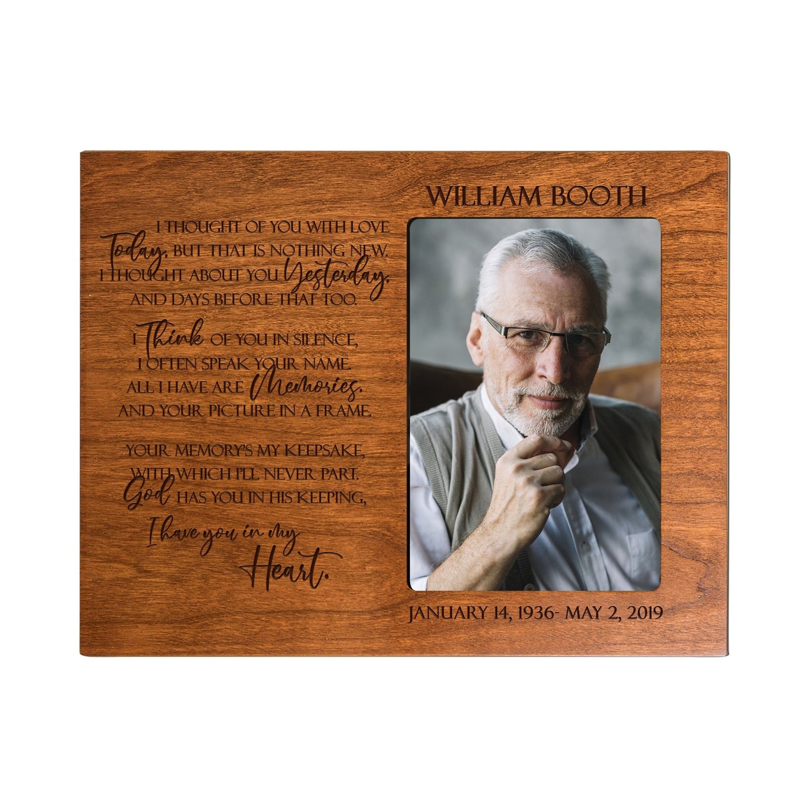 Personalized Wooden Memorial 8x10 Picture Frame holds 4x6 photo I Thought Of You - LifeSong Milestones