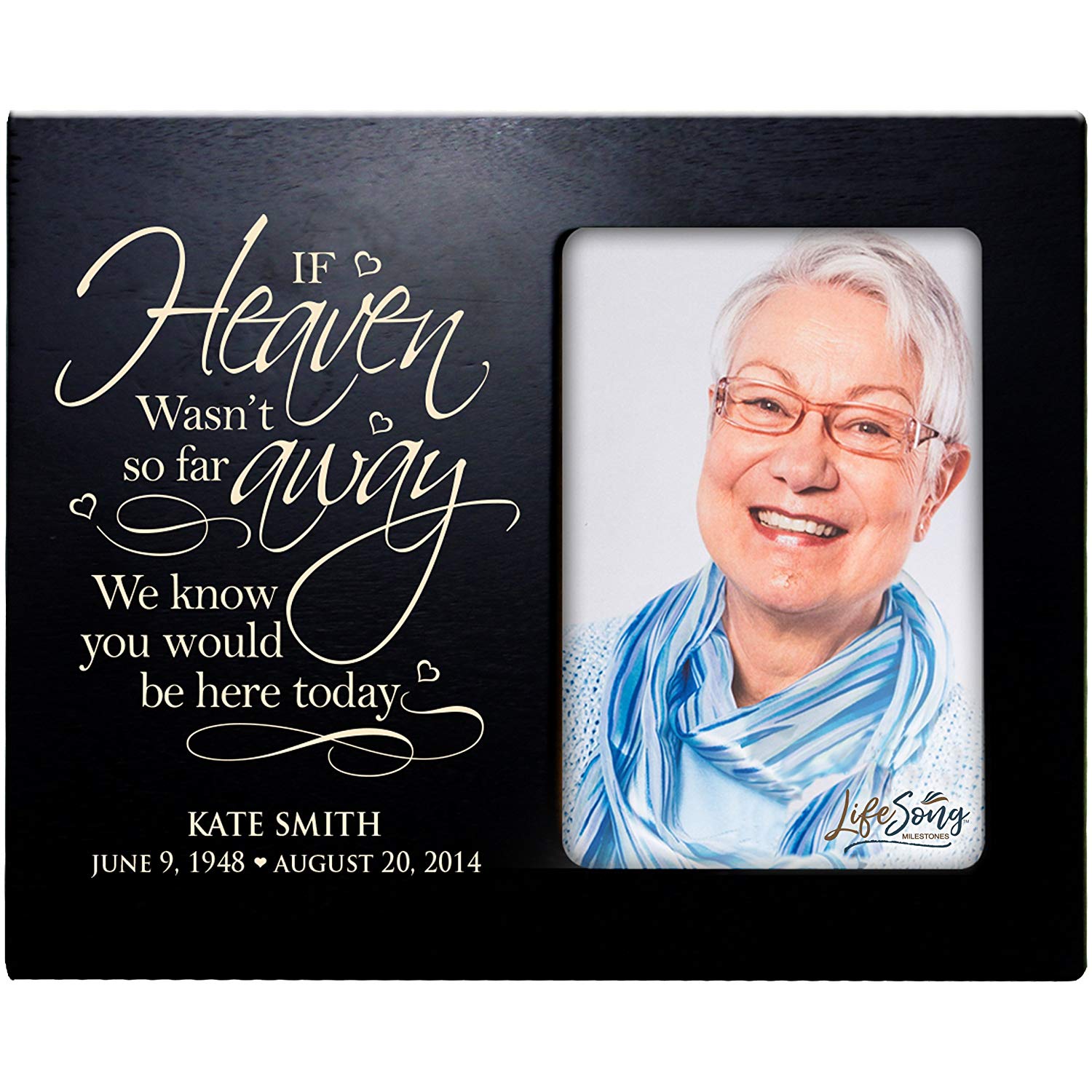 Personalized Wooden Memorial 8x10 Picture Frame holds 4x6 photo If Heaven Wasn't - LifeSong Milestones