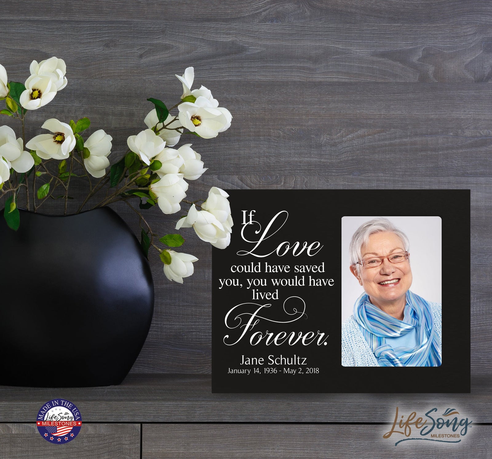 Personalized Wooden Memorial 8x10 Picture Frame holds 4x6 photo If Love Could Saved - LifeSong Milestones