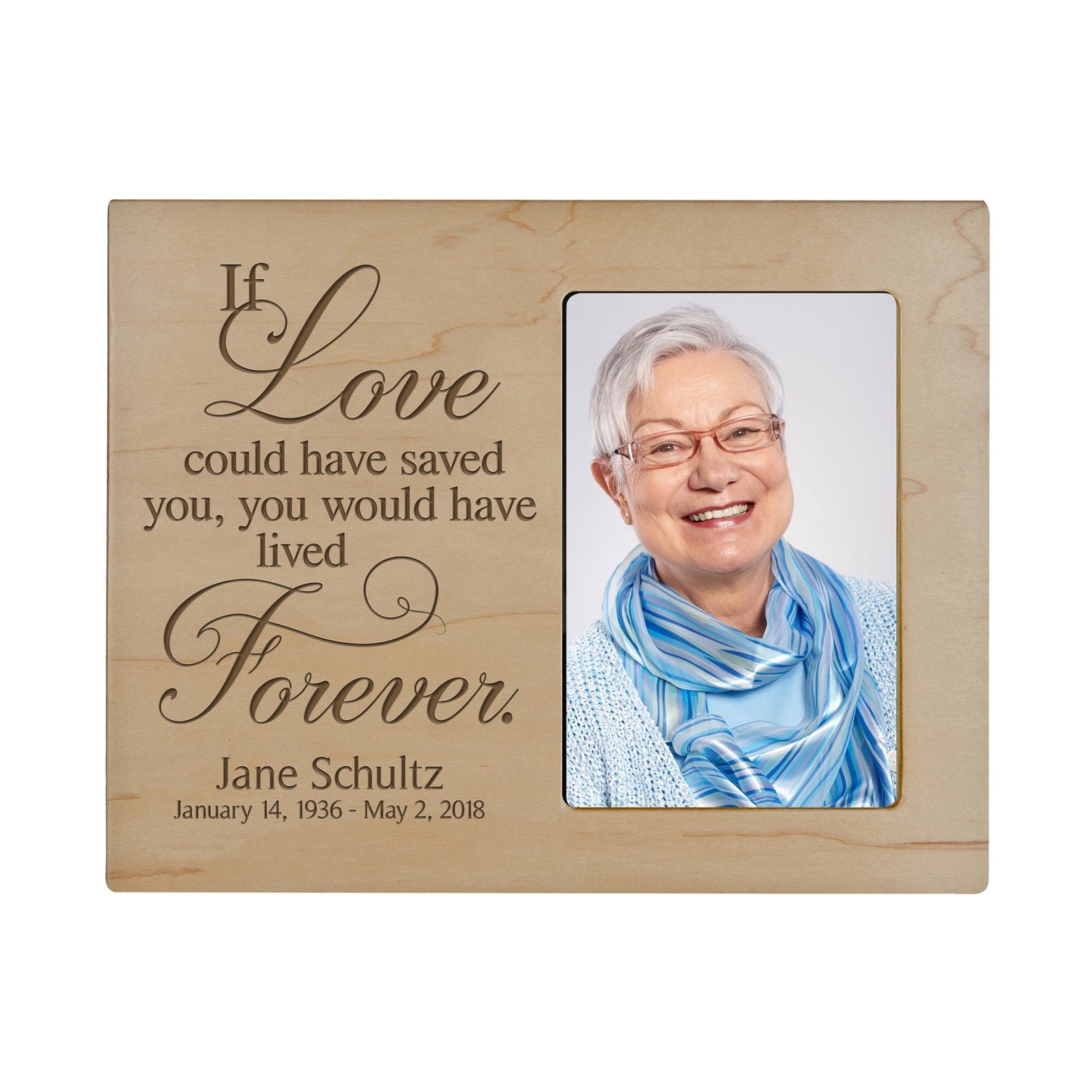 Personalized Wooden Memorial 8x10 Picture Frame holds 4x6 photo If Love Could Saved - LifeSong Milestones