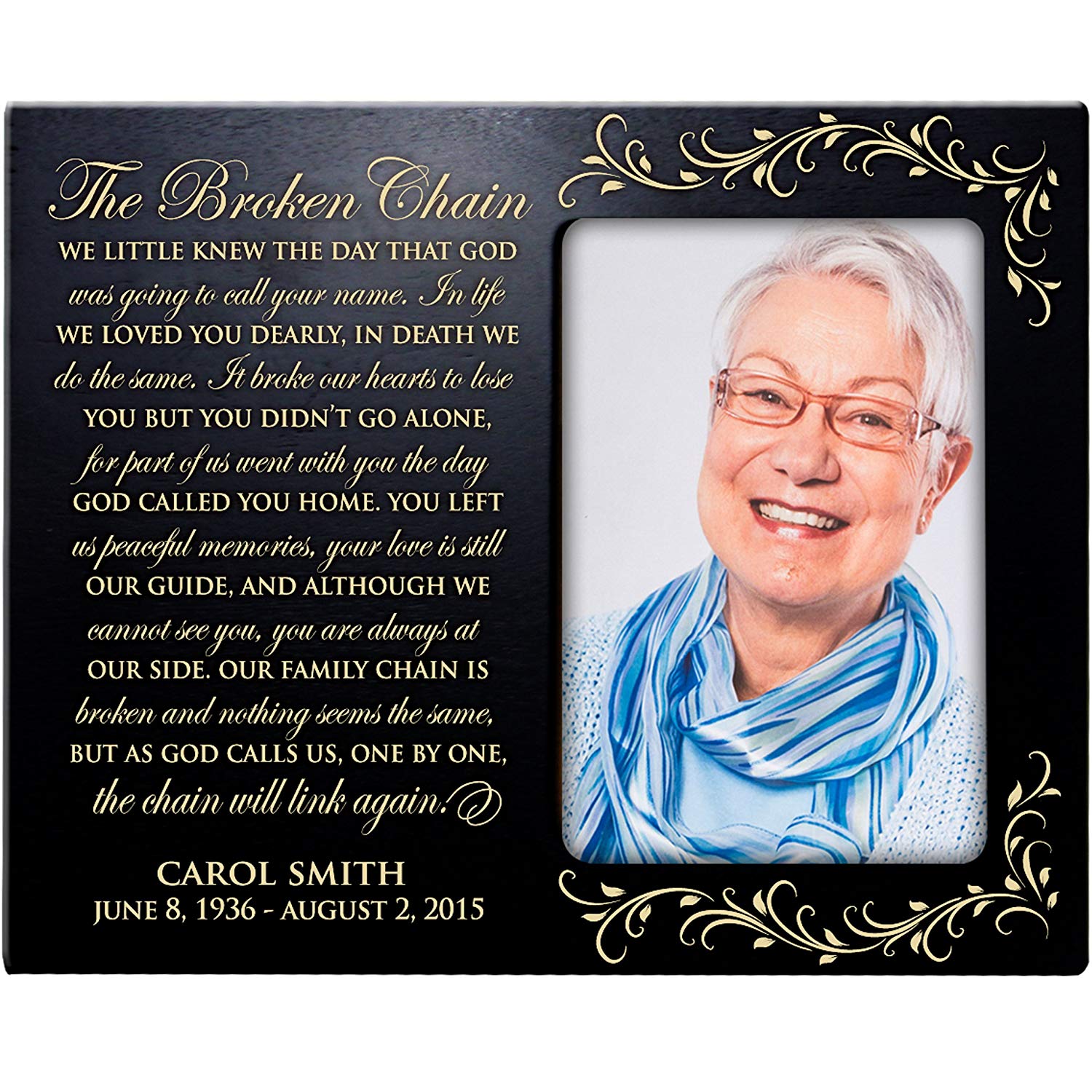 Personalized Wooden Memorial 8x10 Picture Frame holds 4x6 photo In Loving Memory - LifeSong Milestones