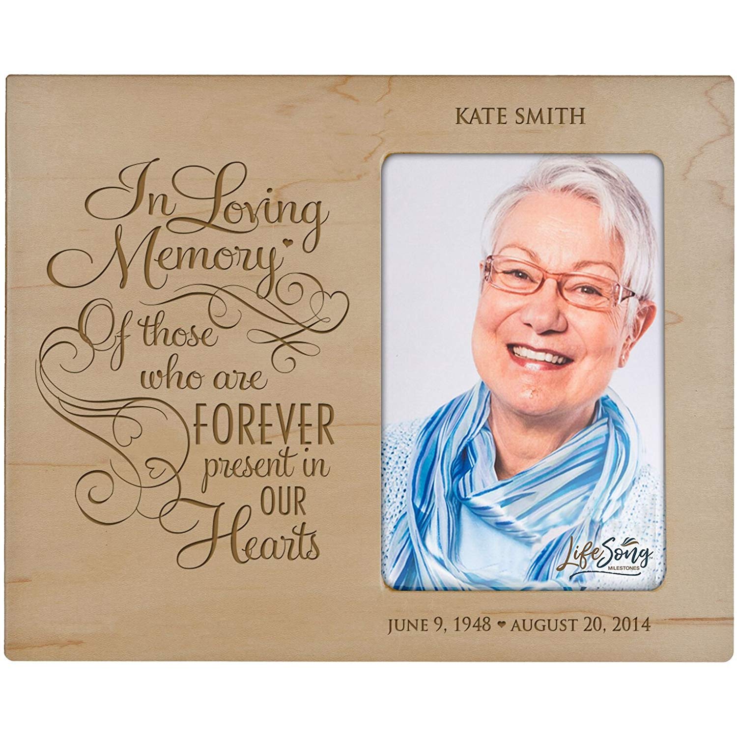 Personalized Wooden Memorial 8x10 Picture Frame holds 4x6 photo In Loving Memory - LifeSong Milestones