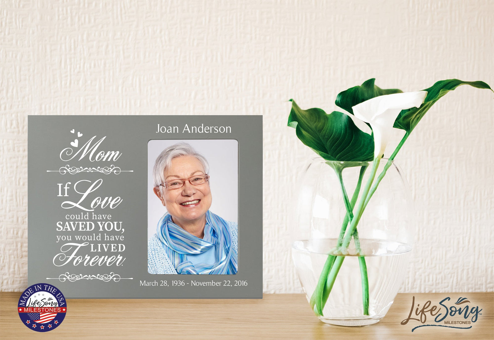 Personalized Wooden Memorial 8x10 Picture Frame holds 4x6 photo Mom, If Love Could - LifeSong Milestones
