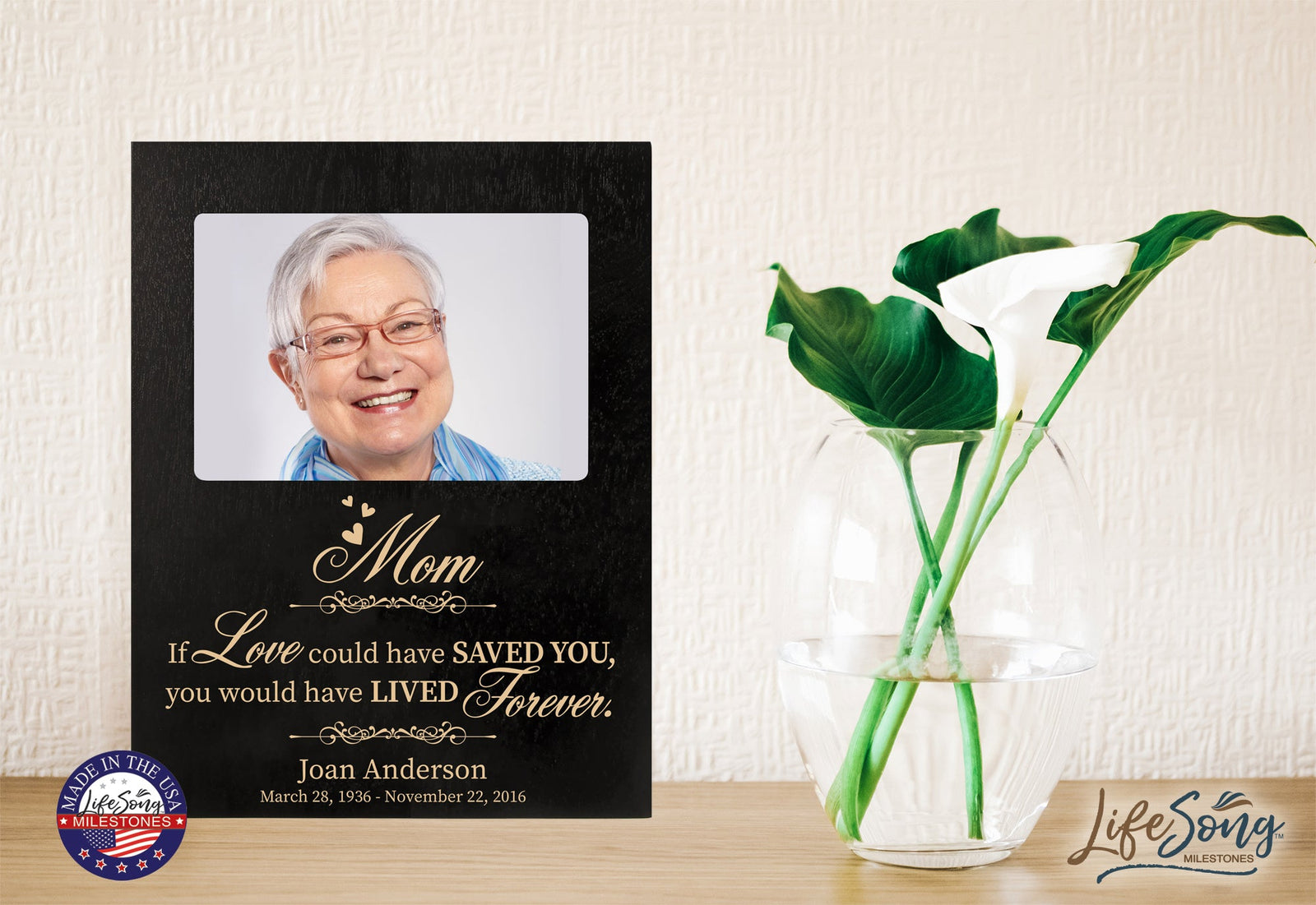 Personalized Wooden Memorial 8x10 Picture Frame holds 4x6 photo Mom, If Love Could - LifeSong Milestones
