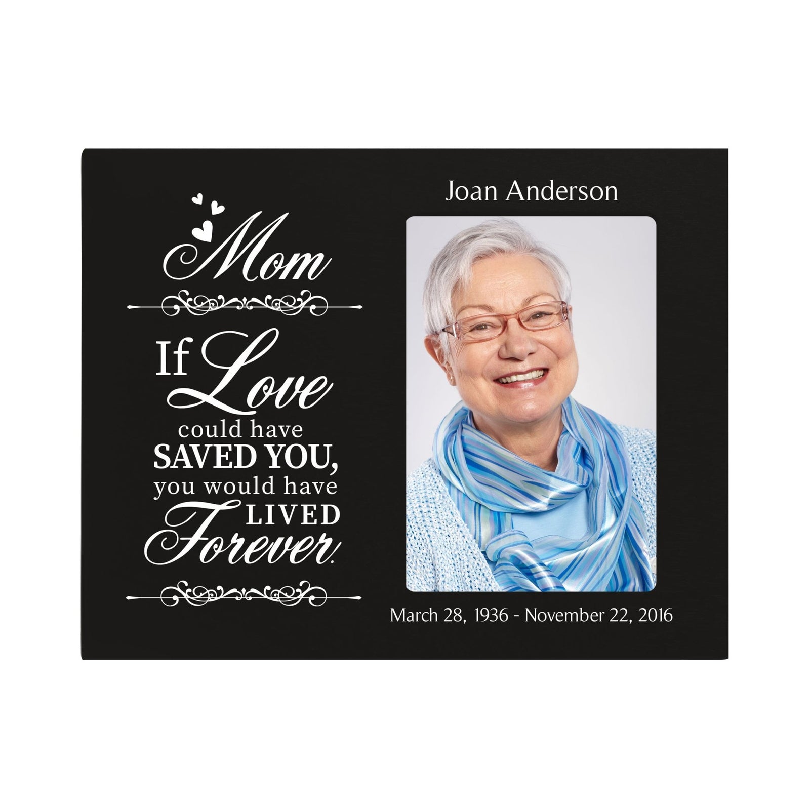 Personalized Wooden Memorial 8x10 Picture Frame holds 4x6 photo Mom, If Love Could - LifeSong Milestones