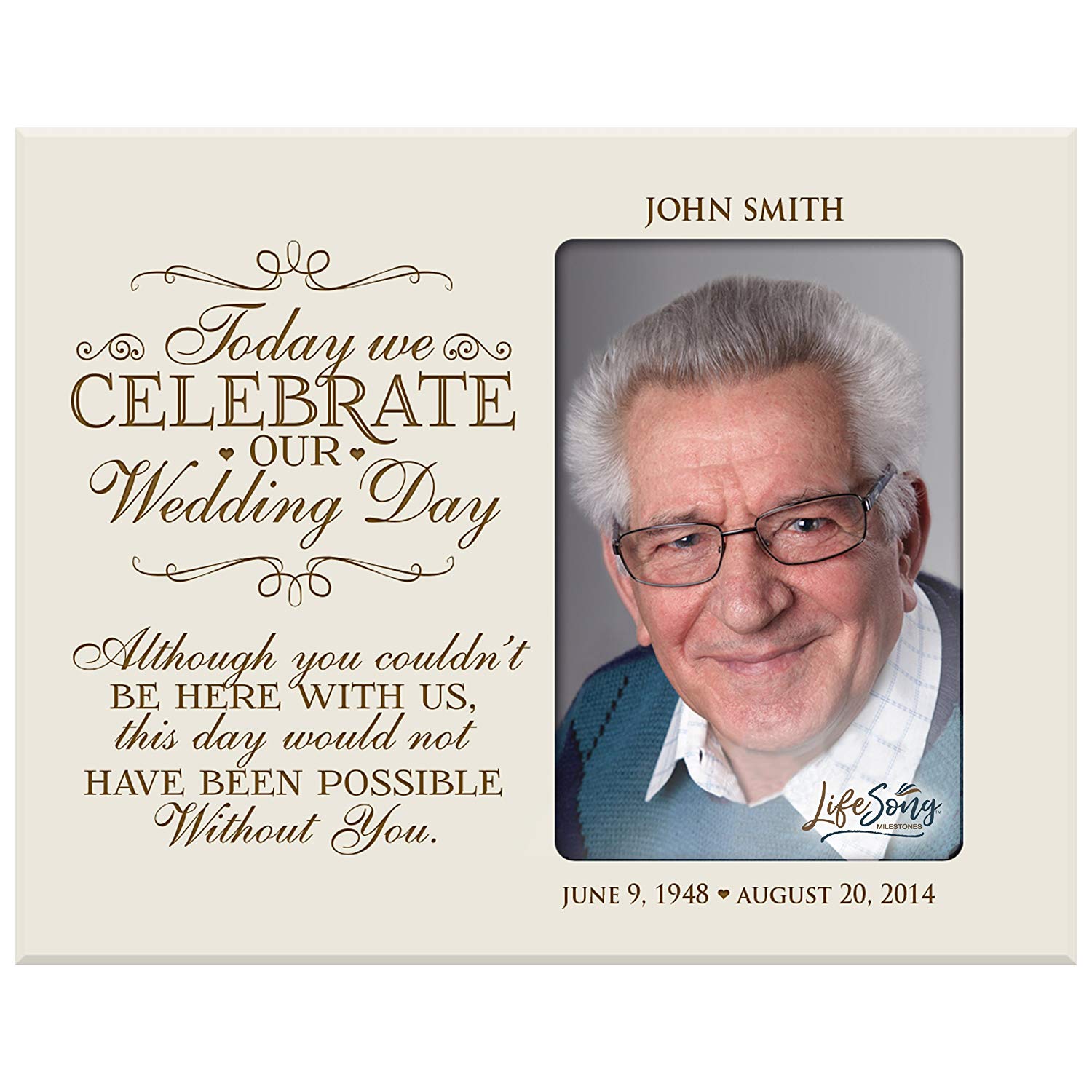Personalized Wooden Memorial 8x10 Picture Frame holds 4x6 photo Today We Celebrate - LifeSong Milestones