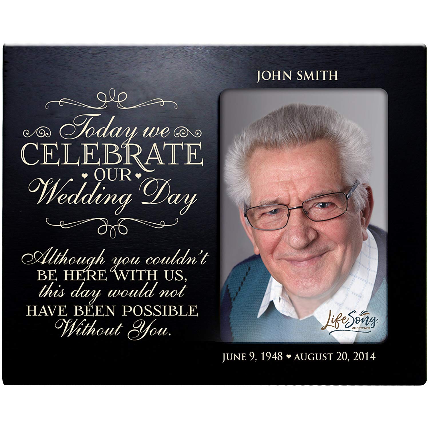 Personalized Wooden Memorial 8x10 Picture Frame holds 4x6 photo Today We Celebrate - LifeSong Milestones