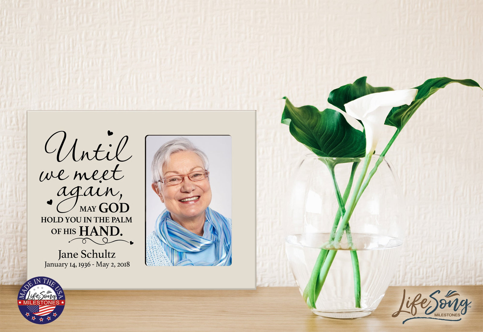 Personalized Wooden Memorial 8x10 Picture Frame holds 4x6 photo Until We Meet Again - LifeSong Milestones