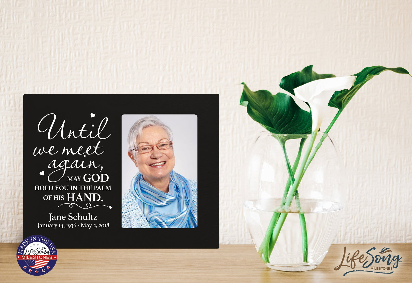 Personalized Wooden Memorial 8x10 Picture Frame holds 4x6 photo Until We Meet Again - LifeSong Milestones