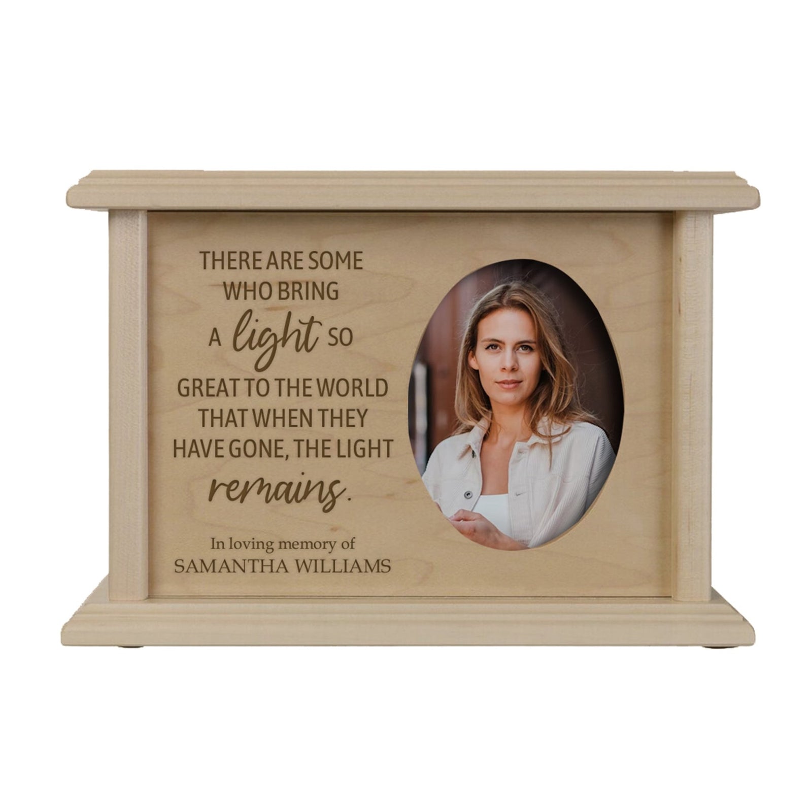 Personalized Wooden Memorial Decorative Photo Urn For Human Ashes - There Are Some Who Bring The Light - LifeSong Milestones