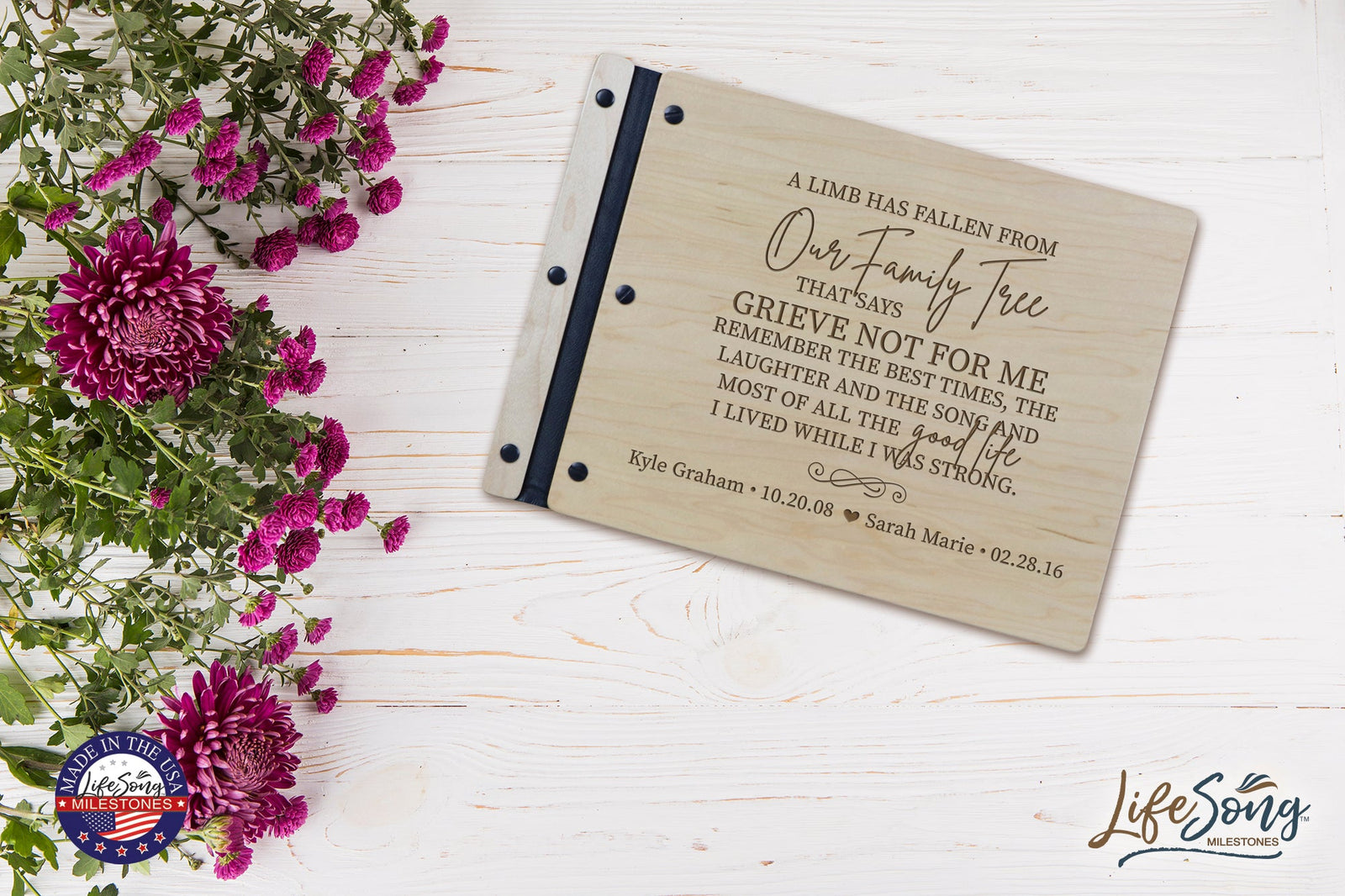 Personalized Wooden Memorial Guestbook 12.375” x 8.5” x .75” - A Limb Has Fallen - LifeSong Milestones