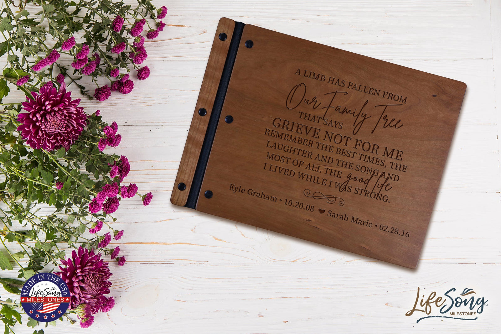 Personalized Wooden Memorial Guestbook 13.375" x 10" x .75" - A Limb Has Fallen - LifeSong Milestones