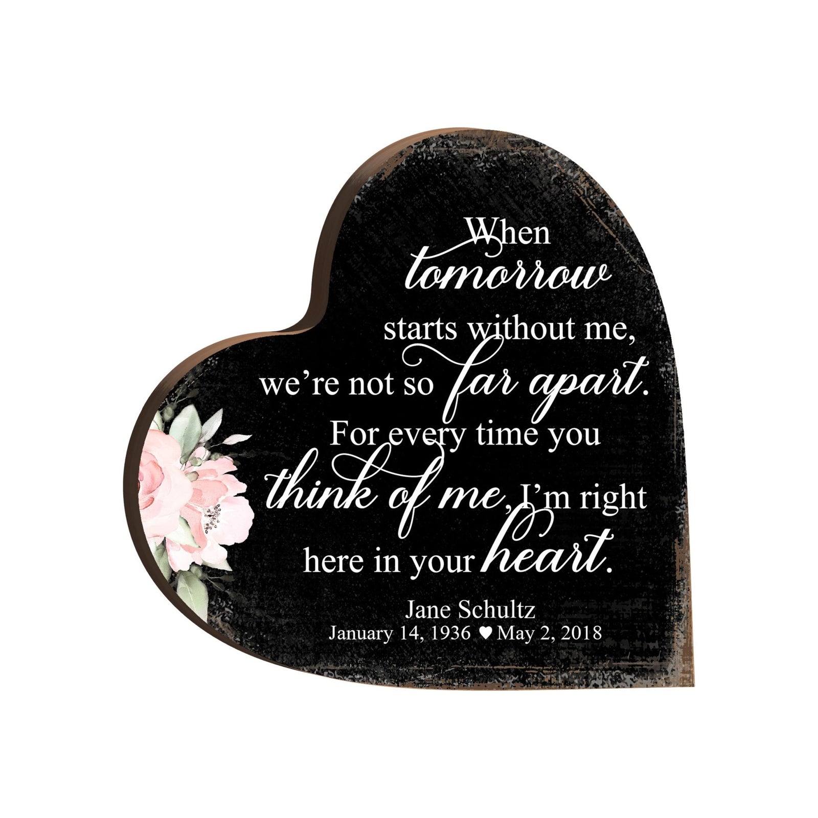 Personalized Wooden Memorial Heart Block Sign for Loss of Loved One - LifeSong Milestones