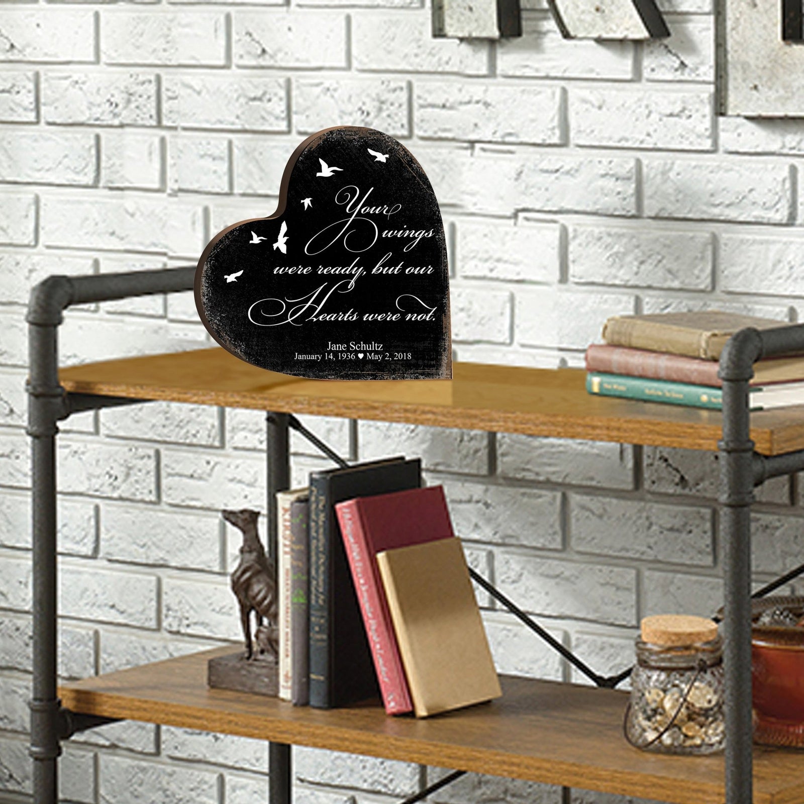 Personalized Wooden Memorial Heart Block Sign for Loss of Loved One - LifeSong Milestones