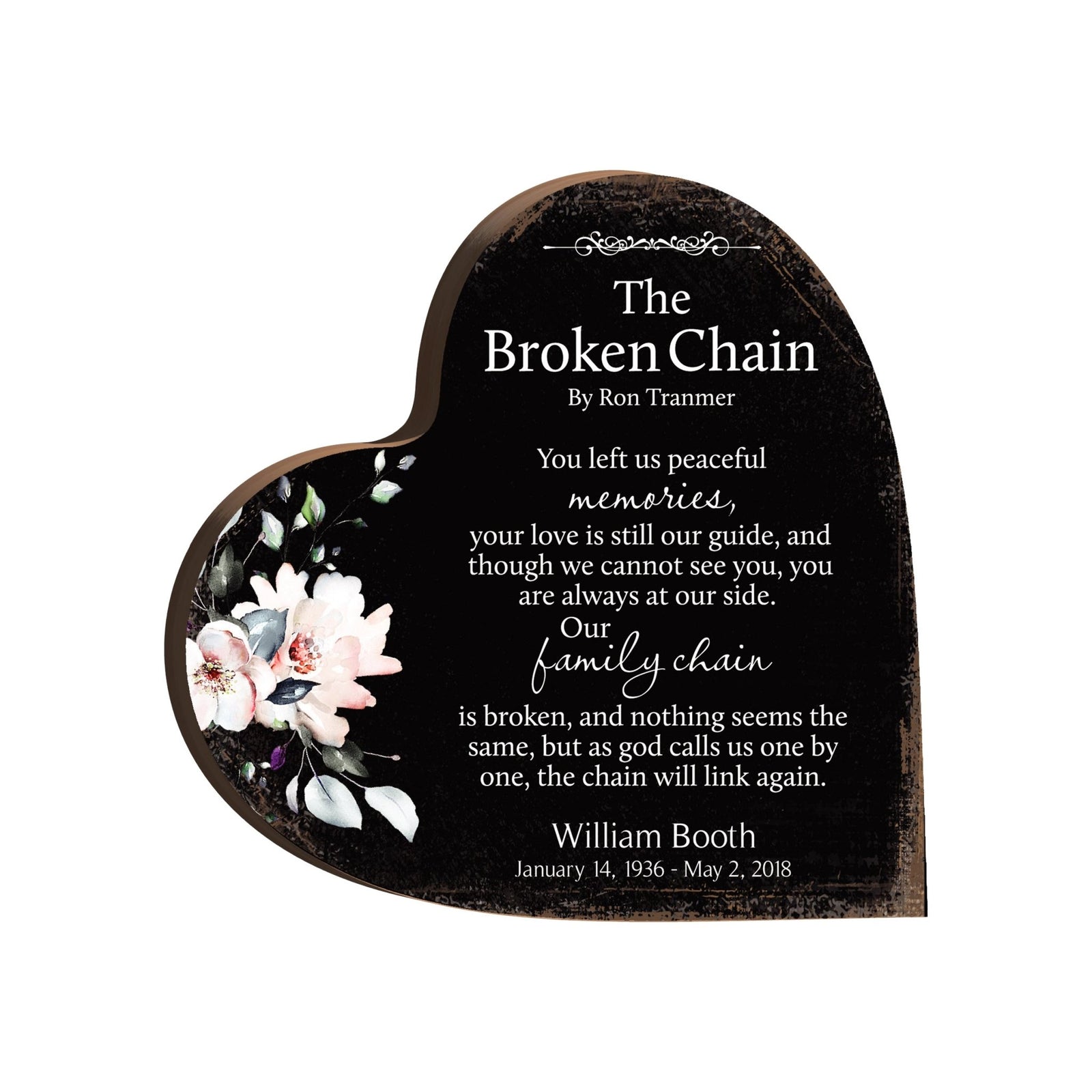 Personalized Wooden Memorial Heart Block Sign for Loss of Loved One - LifeSong Milestones