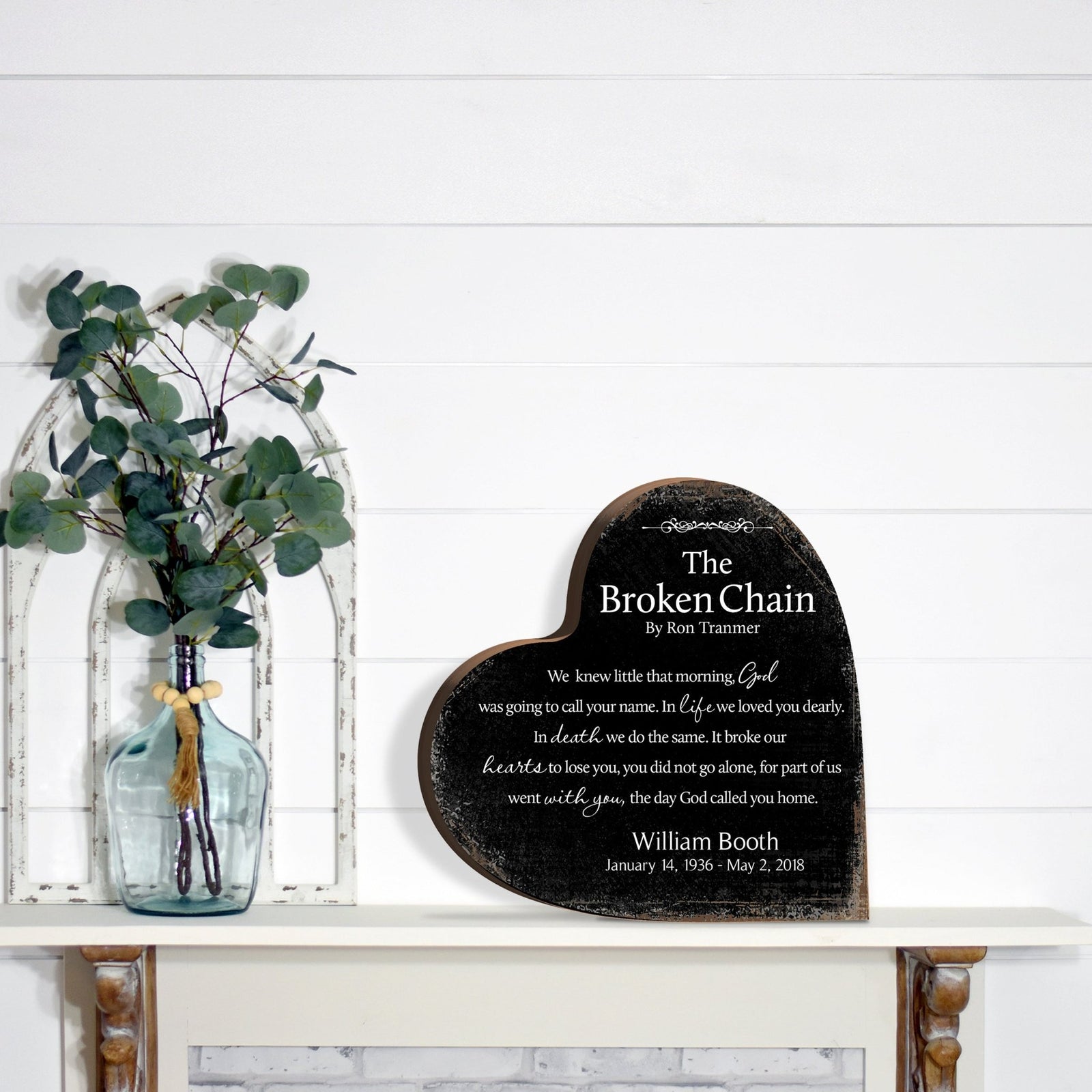 Personalized Wooden Memorial Heart Block Sign for Loss of Loved One - LifeSong Milestones
