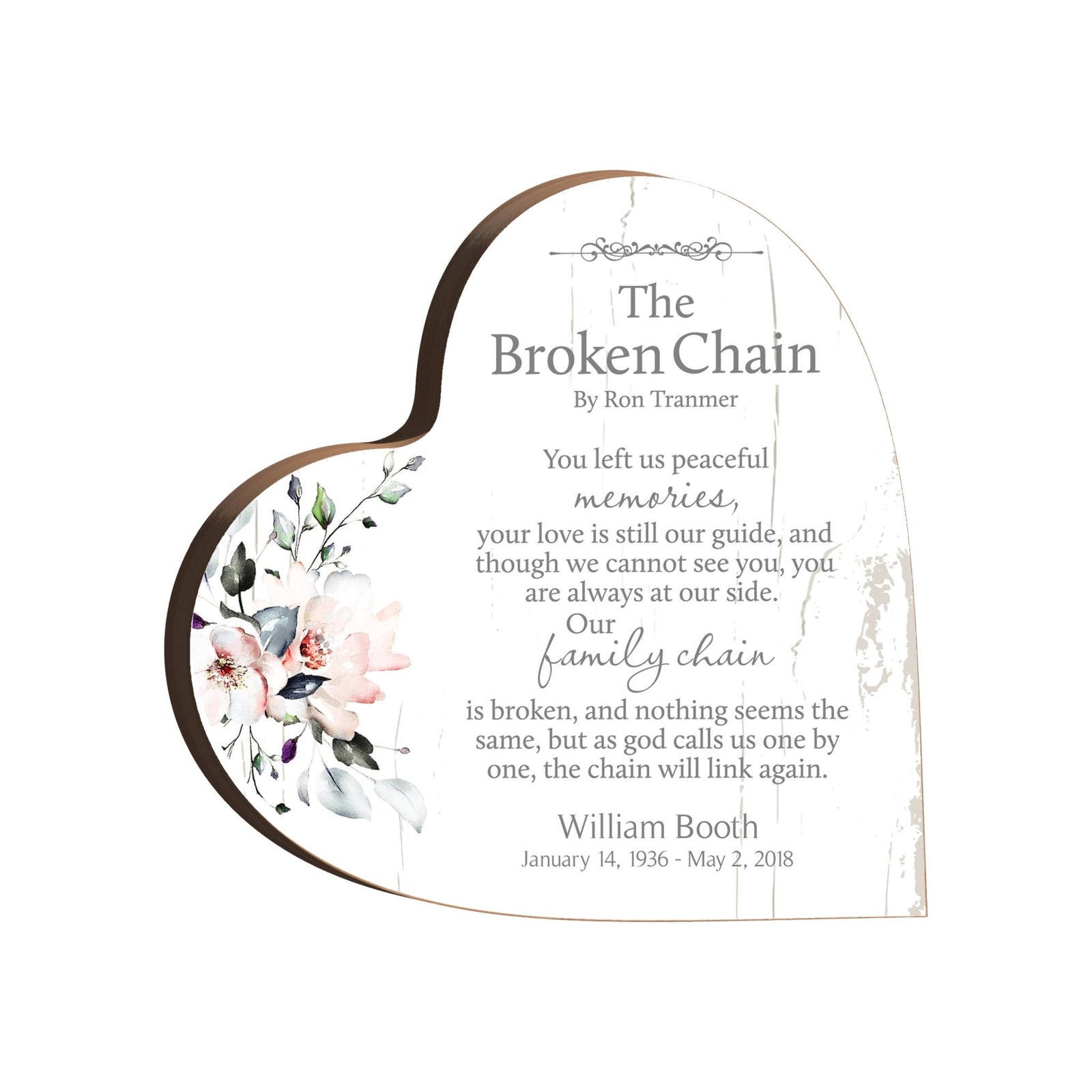 Personalized Wooden Memorial Heart Block Sign for Loss of Loved One - LifeSong Milestones
