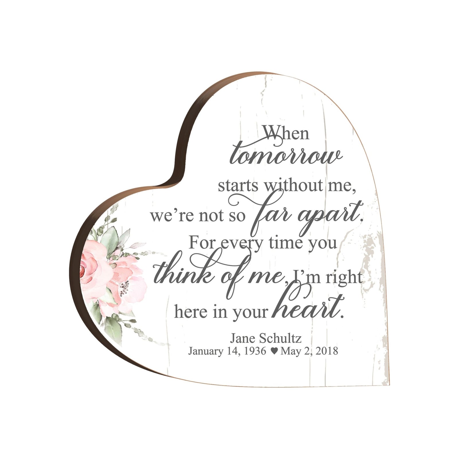 Personalized Wooden Memorial Heart Block Sign for Loss of Loved One - LifeSong Milestones