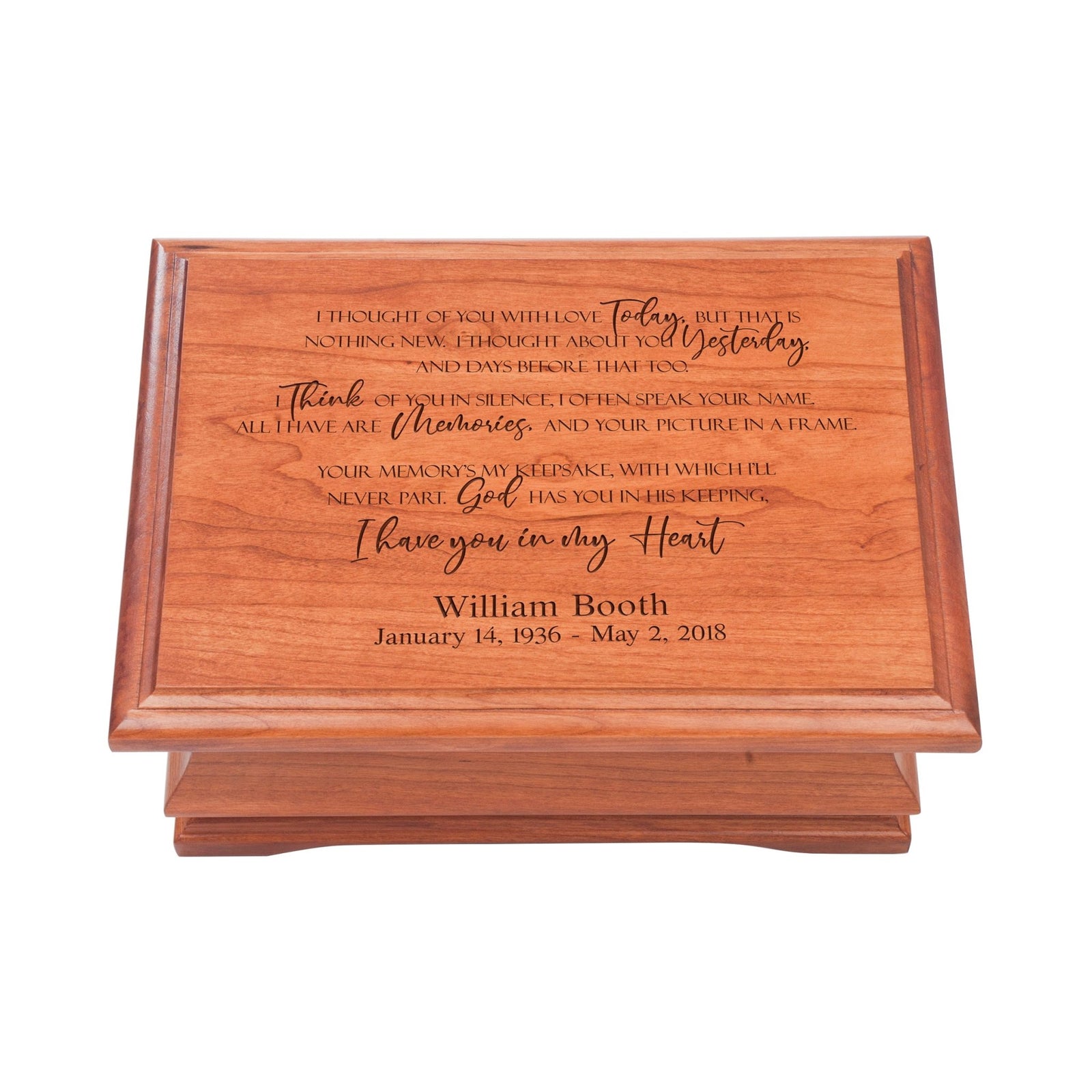 Personalized Wooden Memorial Jewelry Box Organizer 11.5x8.25 – I Thought Of You - LifeSong Milestones