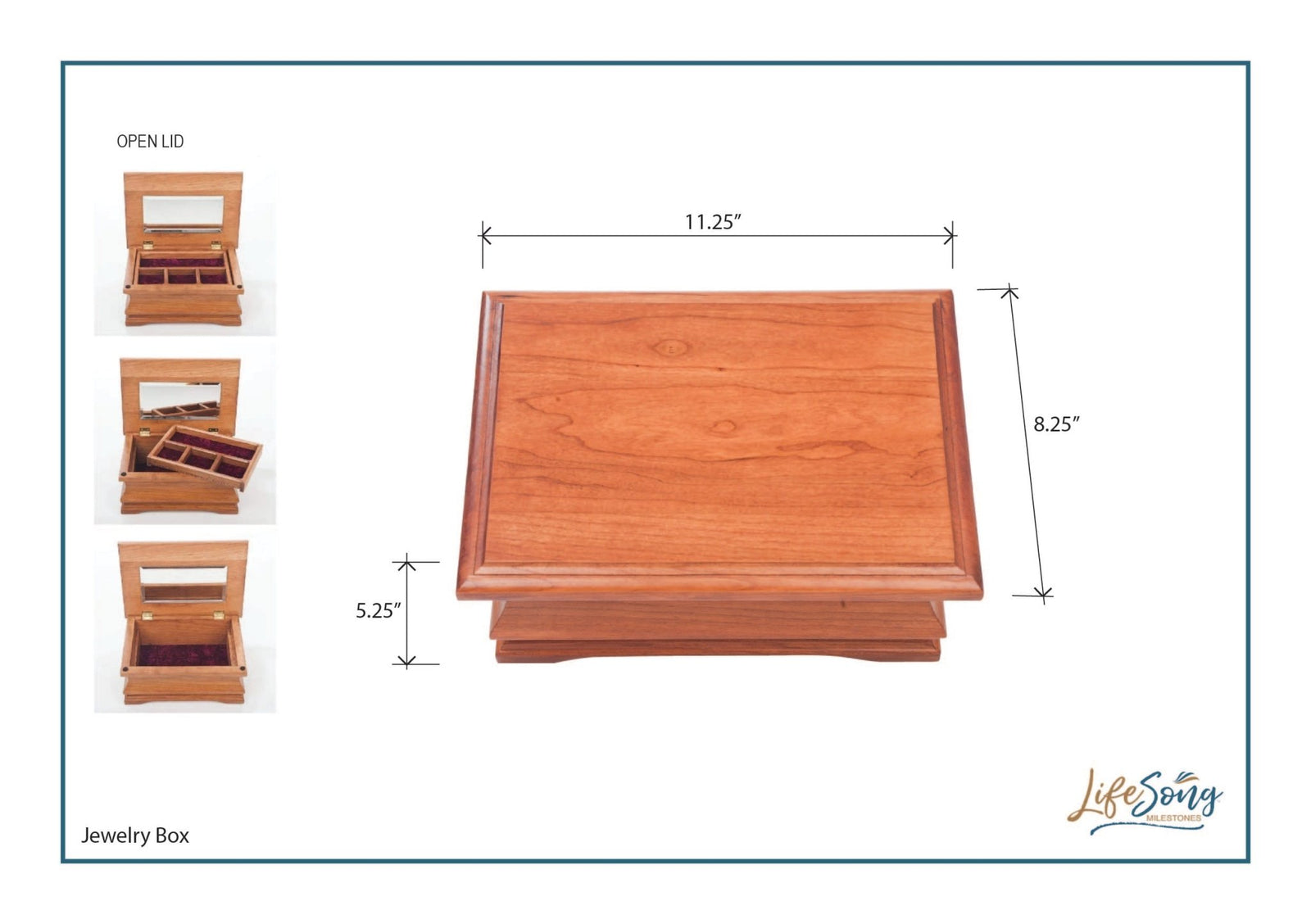 Personalized Wooden Memorial Jewelry Box Organizer 11.5x8.25 – The Broken Chain - LifeSong Milestones